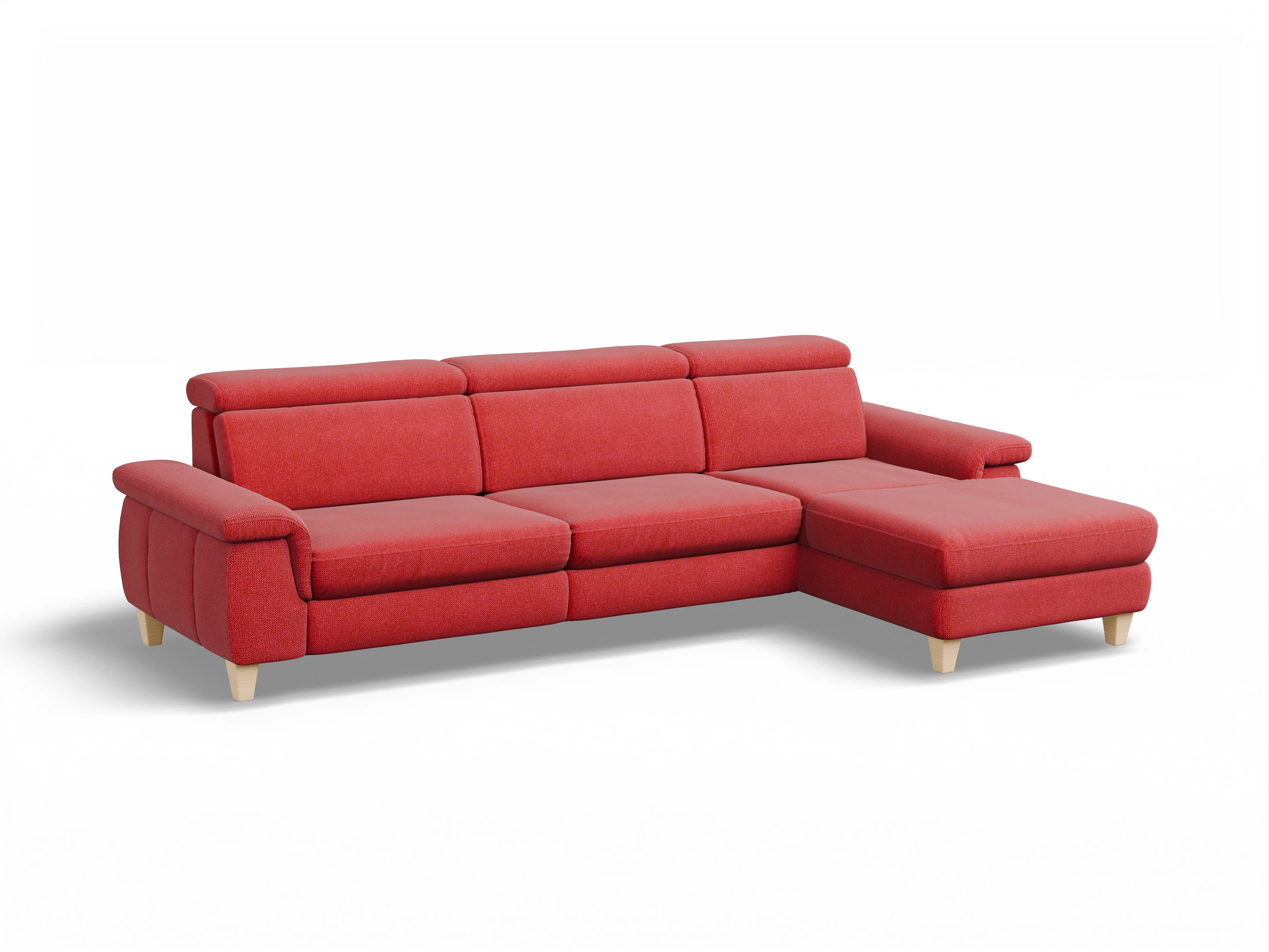 Ansicht des Produktes München Ecksofa rechts Abschluss offen in Stoff Rot