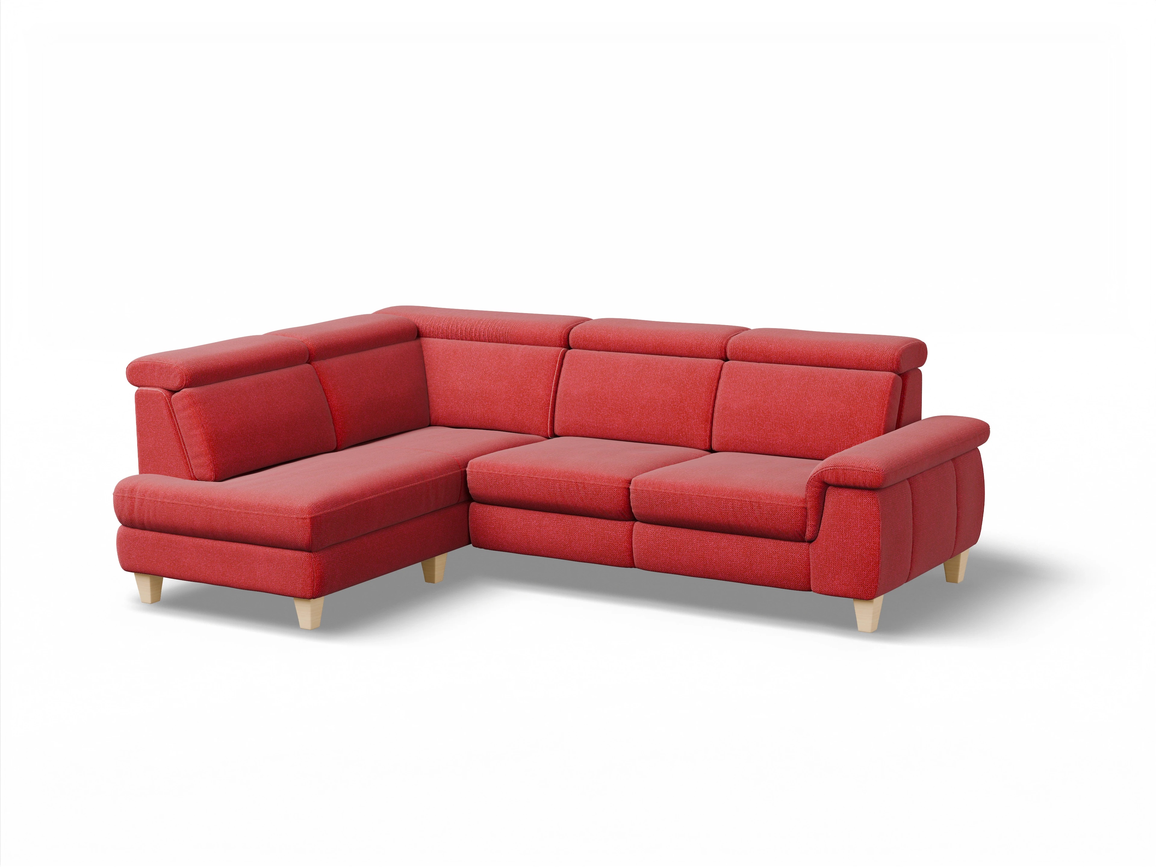 München KO Medium L Ansicht des Produktes München Ecksofa links Abschluss offen in Stoff Rot