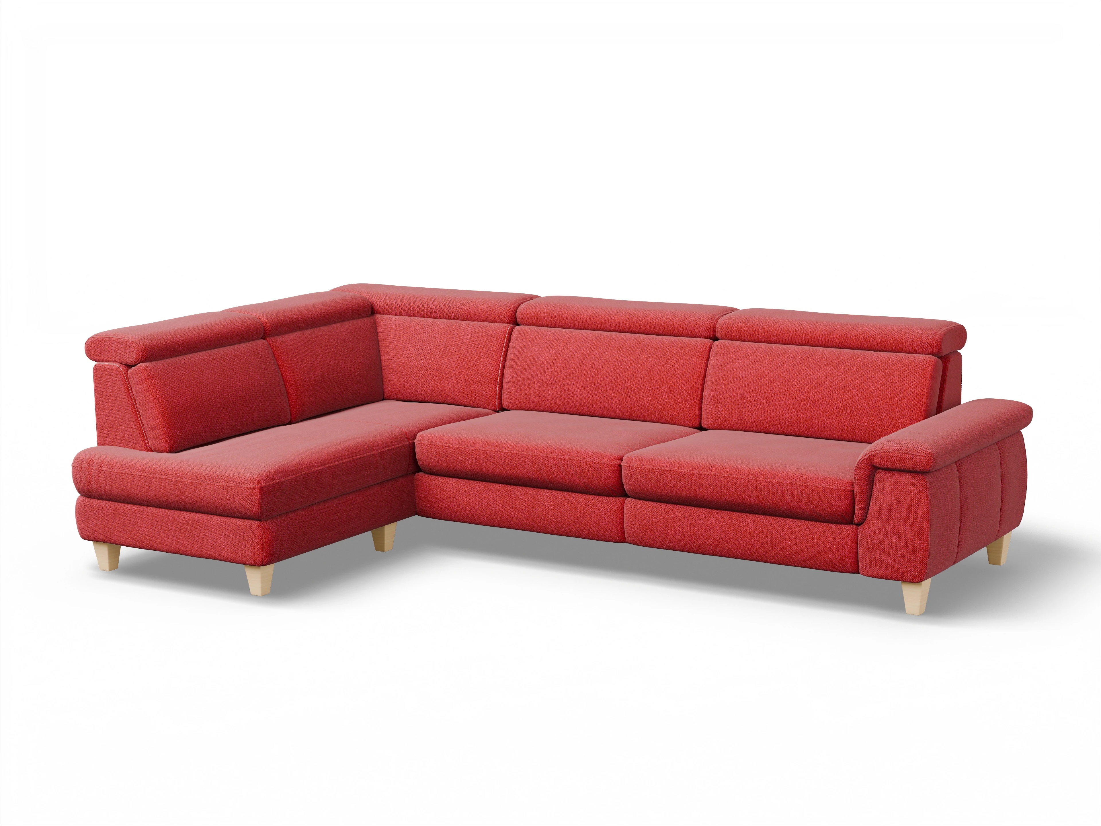 München KO Large L Ansicht des Produktes München Ecksofa links Abschluss offen in Stoff Rot