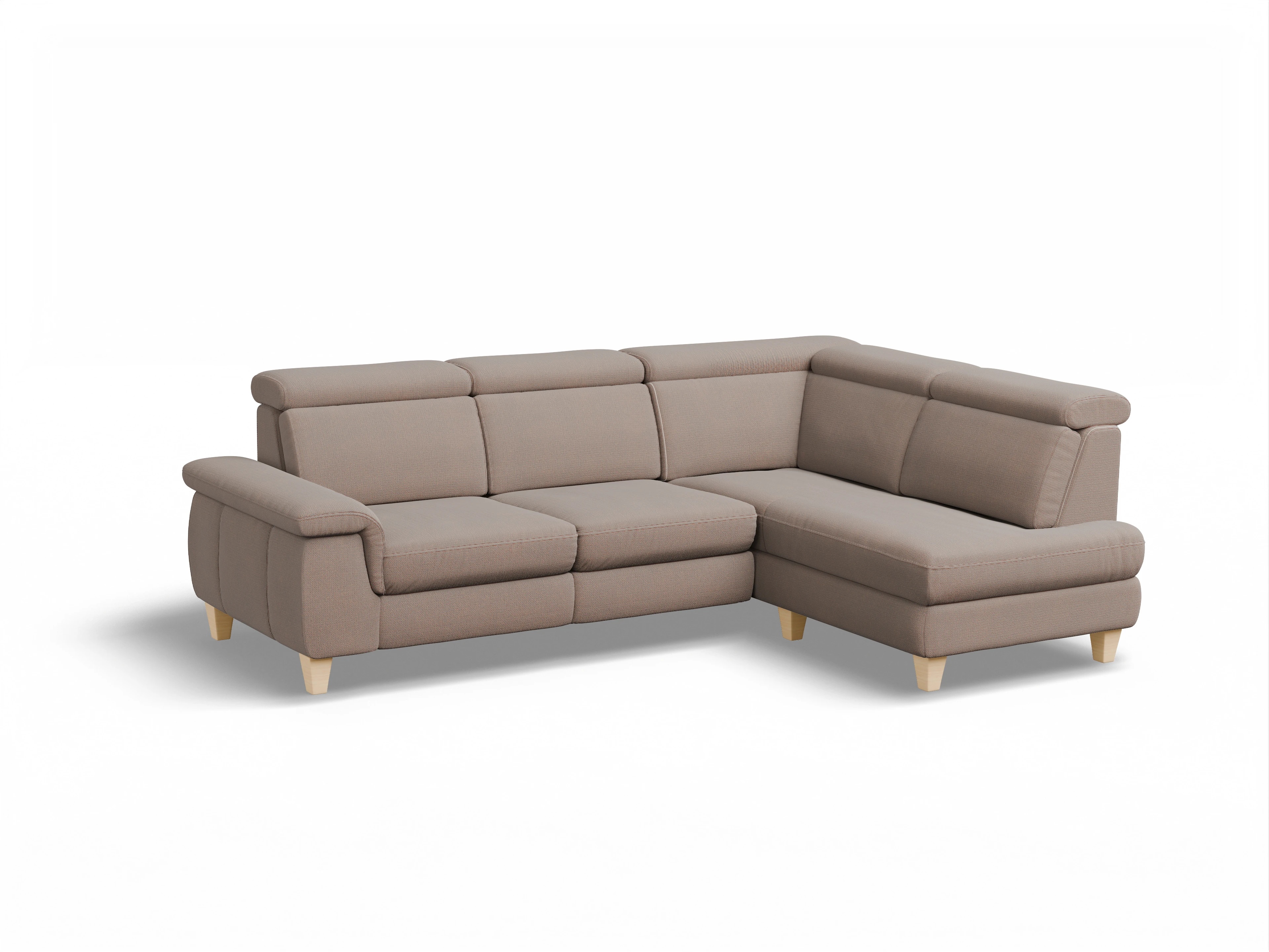 München KO Medium R Ansicht des Produktes München Ecksofa rechts Abschluss offen in Stoff Braun