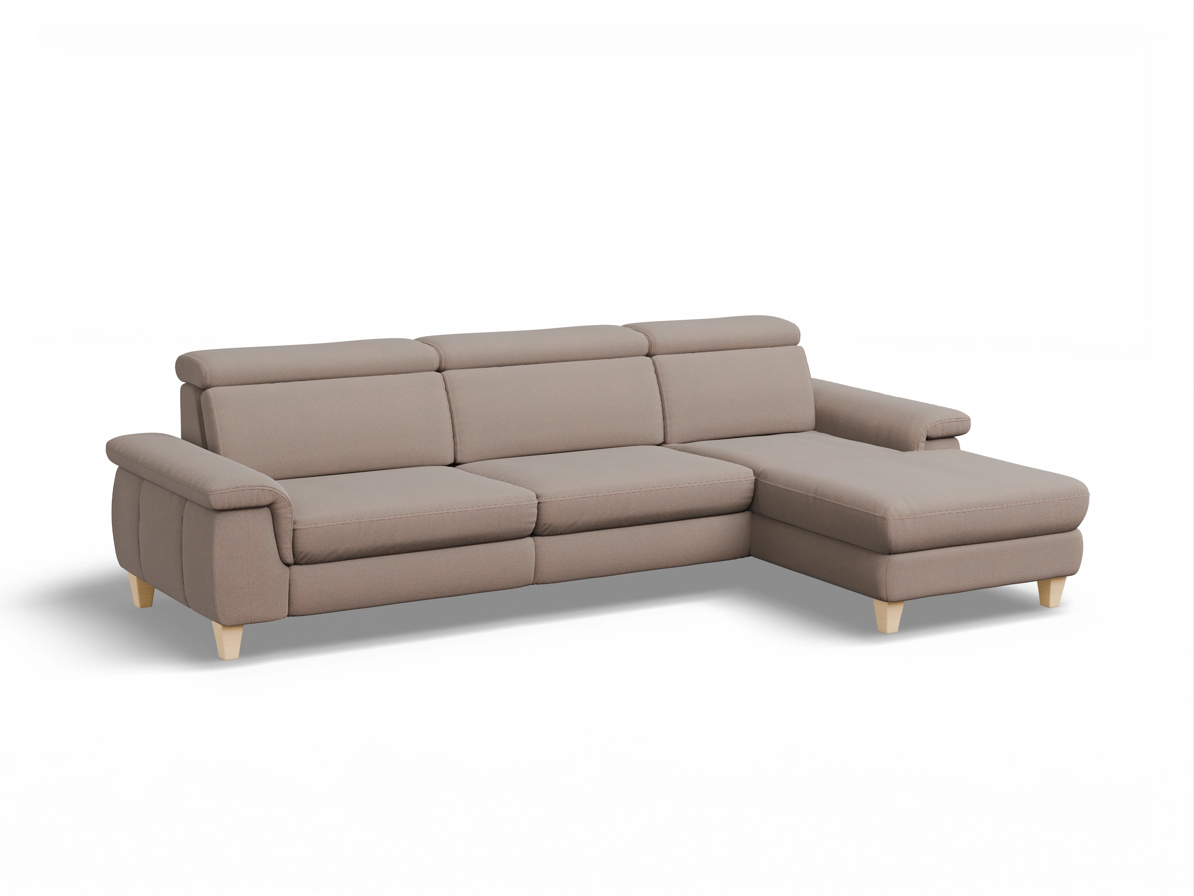 Ansicht des Produktes München Ecksofa rechts Abschluss offen in Stoff Braun