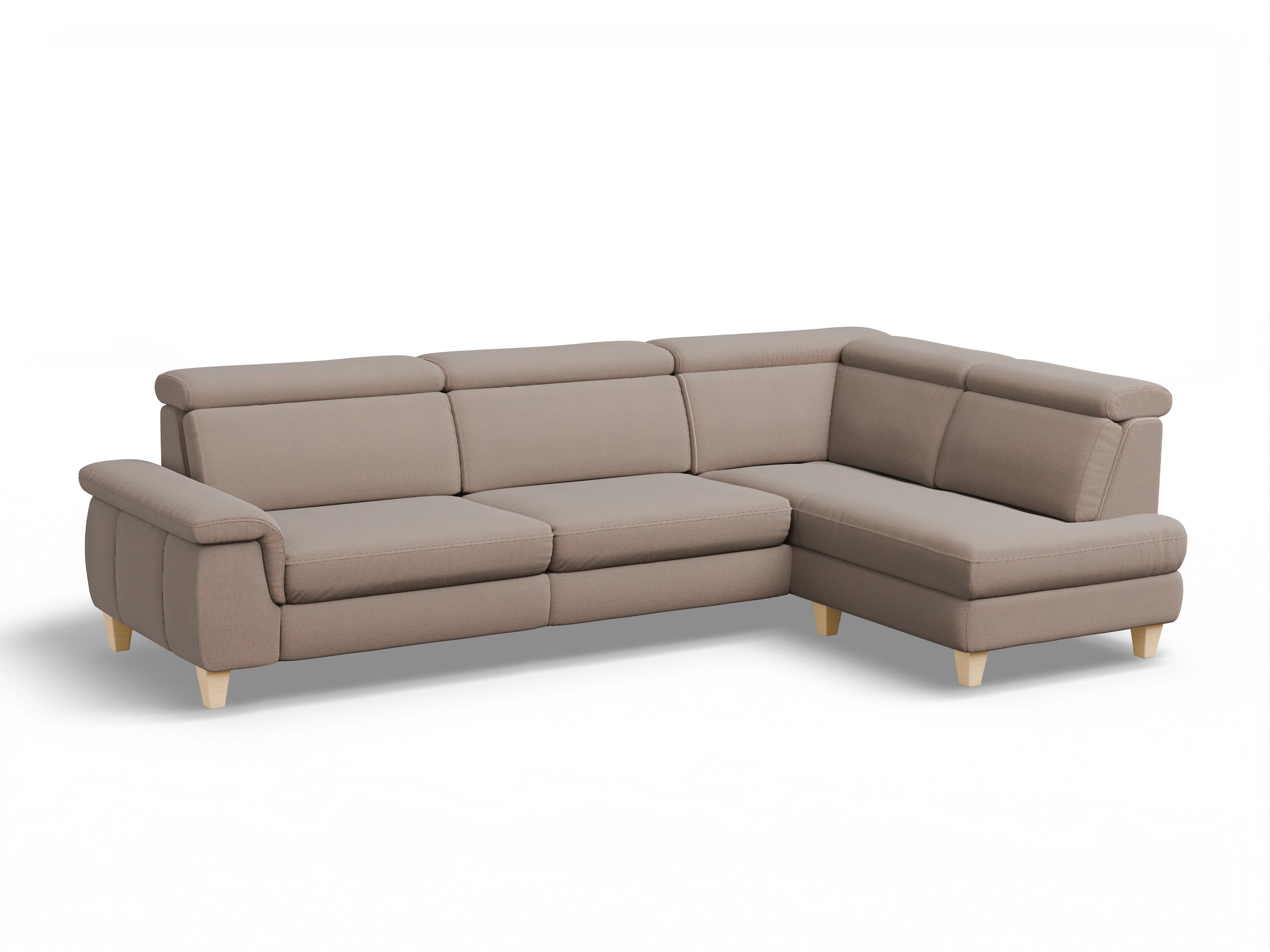 München KO Large R Ansicht des Produktes München Ecksofa rechts Abschluss offen in Stoff Braun