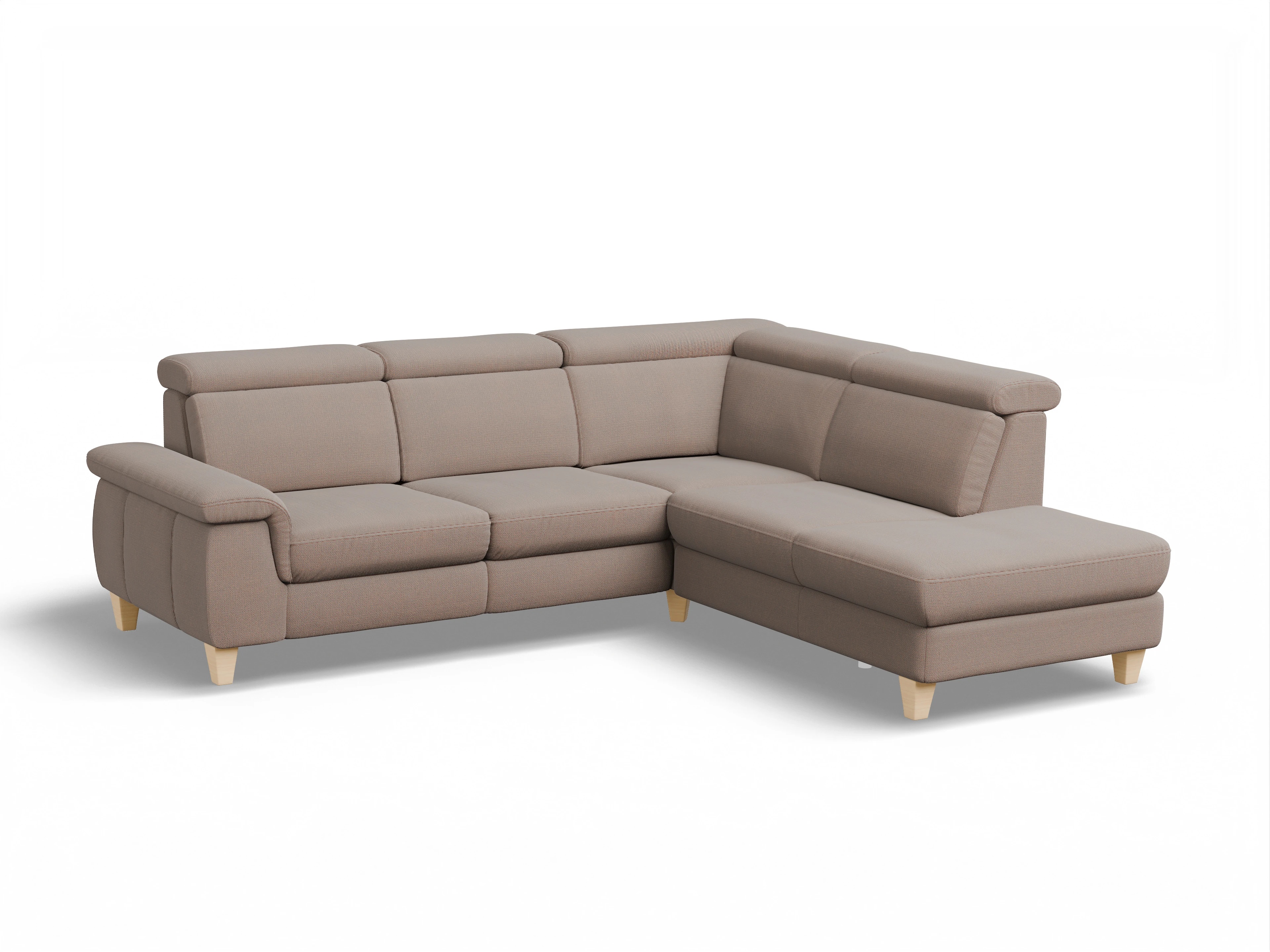 Ansicht des Produktes München Ecksofa rechts Abschluss offen in Stoff Braun