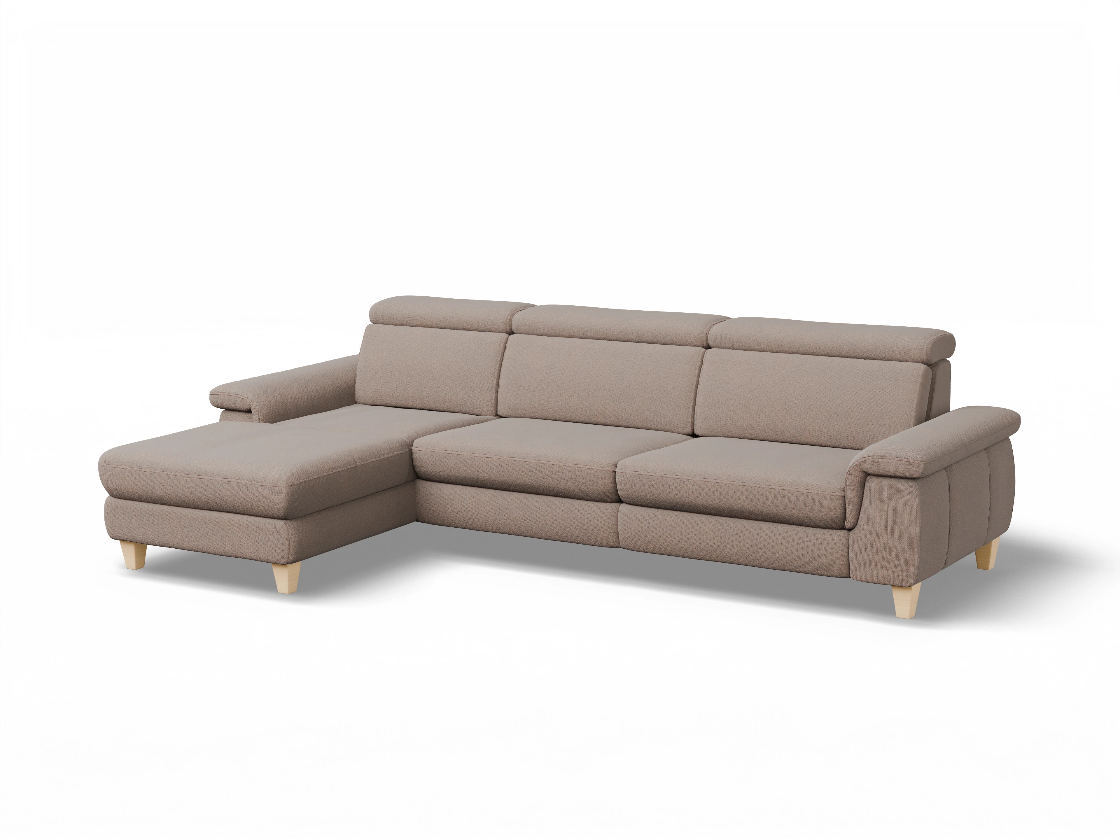 München LO Large L Ansicht des Produktes München Ecksofa links Abschluss offen in Stoff Braun