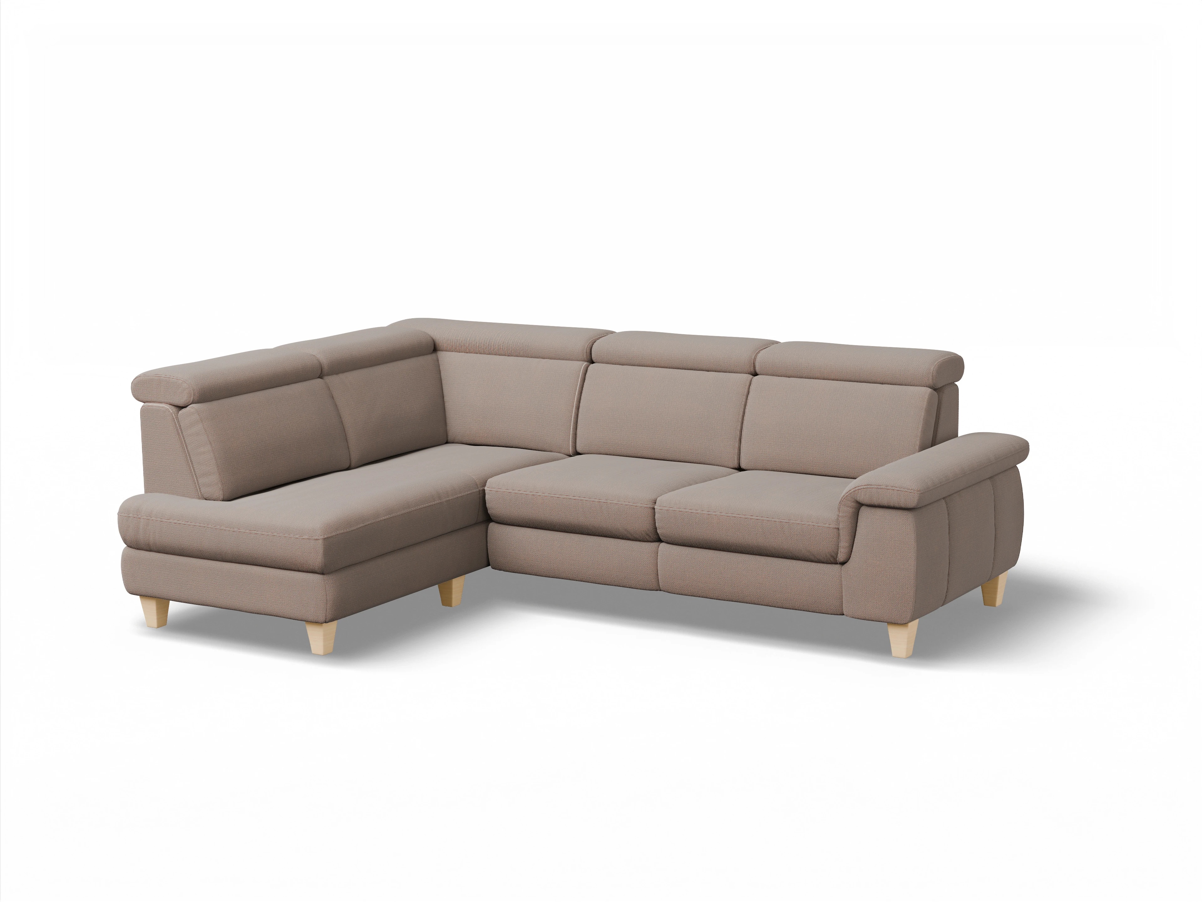 München KO Medium L Ansicht des Produktes München Ecksofa links Abschluss offen in Stoff Braun