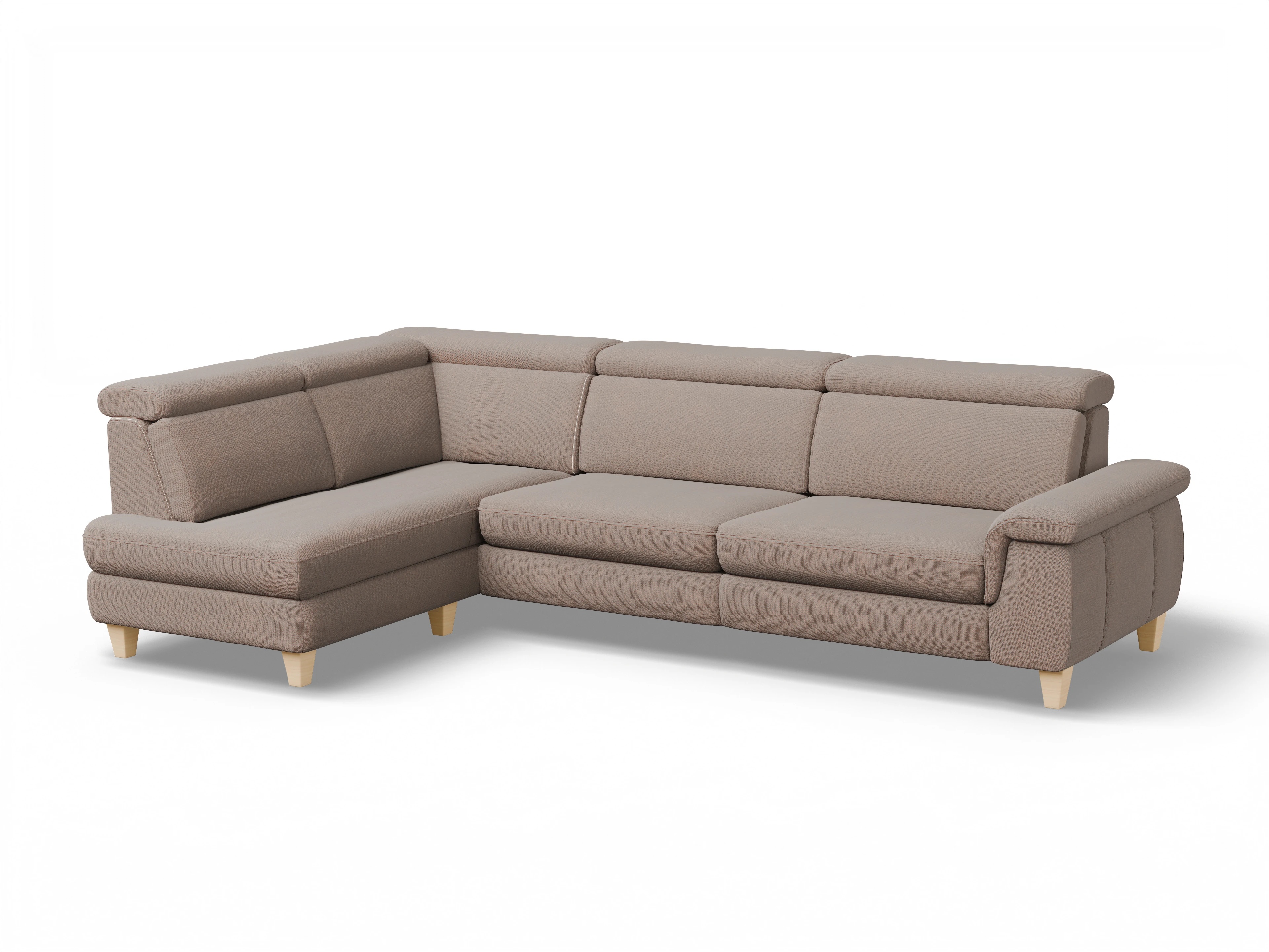 München KO Large L Ansicht des Produktes München Ecksofa links Abschluss offen in Stoff Braun