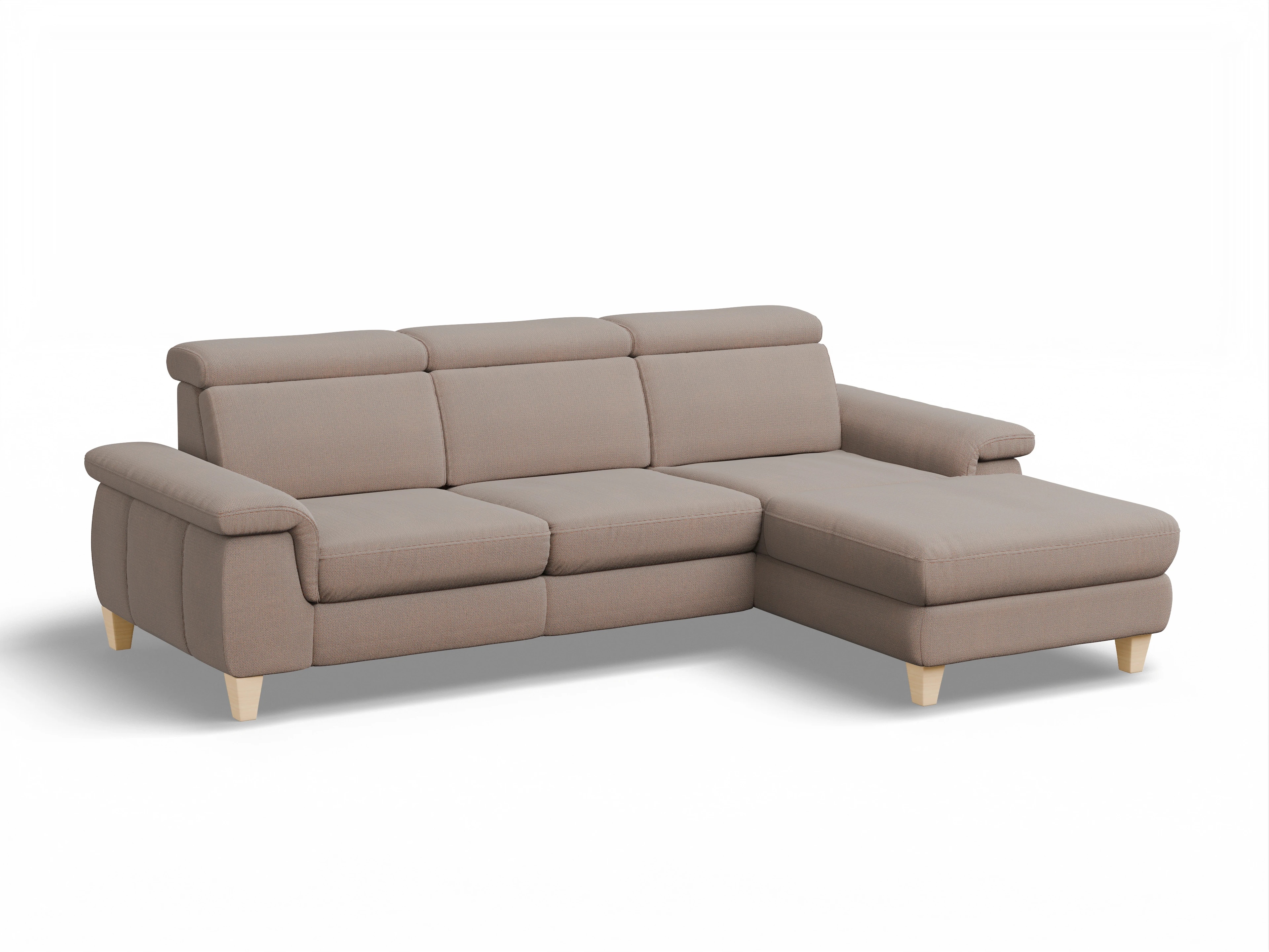 Ansicht des Produktes München Ecksofa rechts Abschluss offen in Stoff Braun