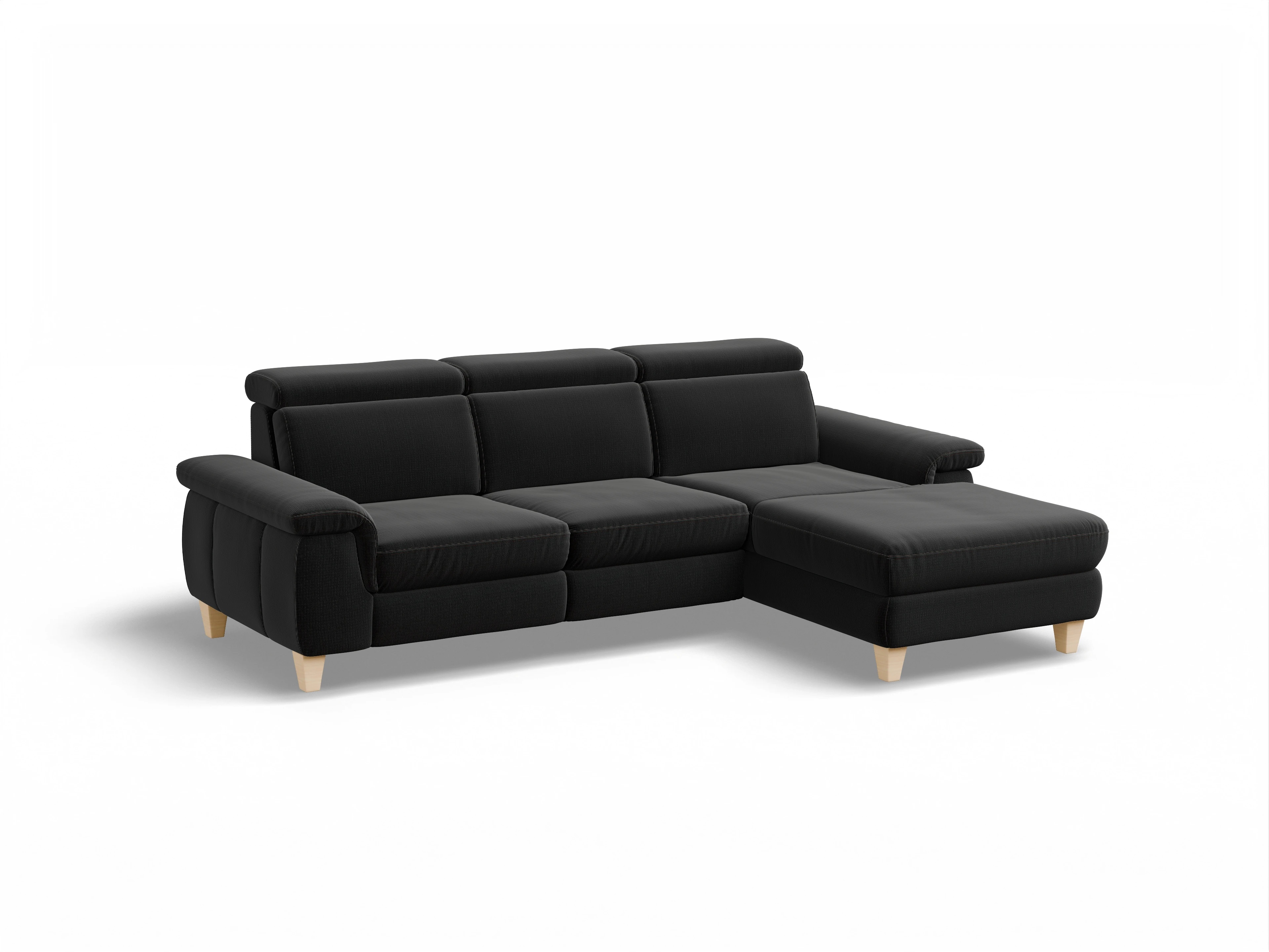 Ansicht des Produktes München Ecksofa rechts Abschluss offen in Stoff Schwarz