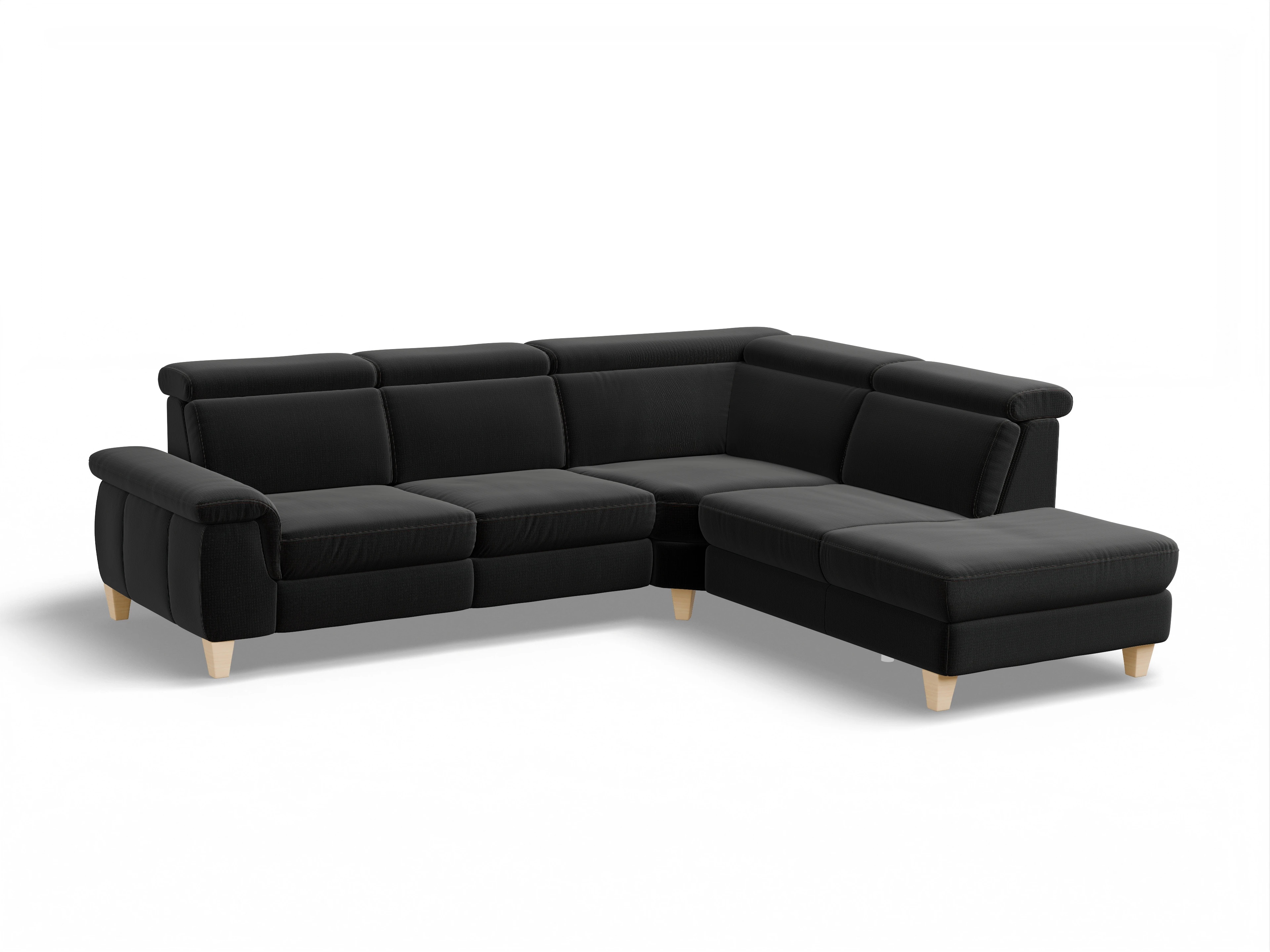 München 1Aho WE Small R Ansicht des Produktes München Ecksofa rechts Abschluss offen in Stoff Schwarz