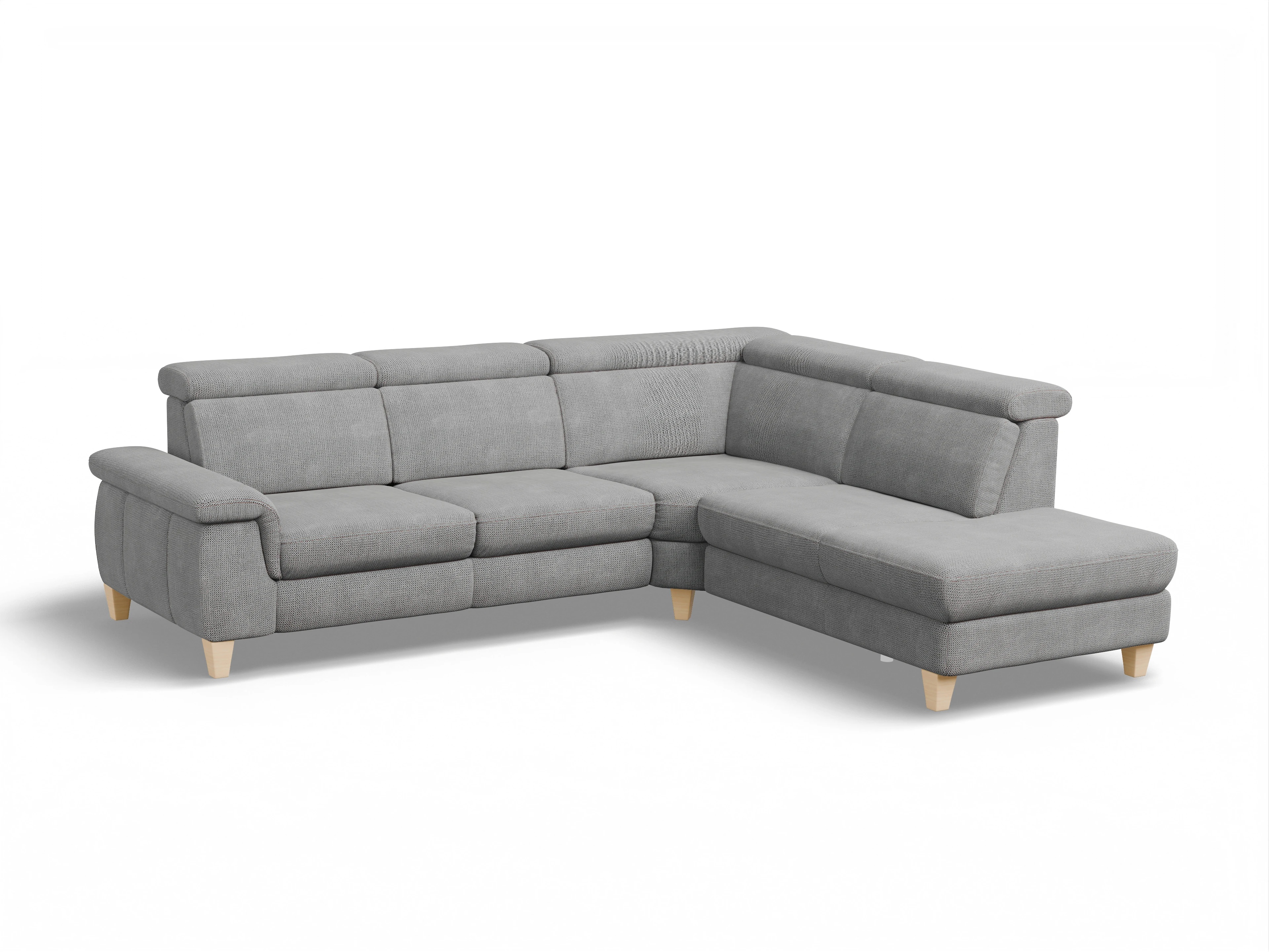 Ansicht des Produktes München Ecksofa rechts Abschluss offen in Stoff Grau