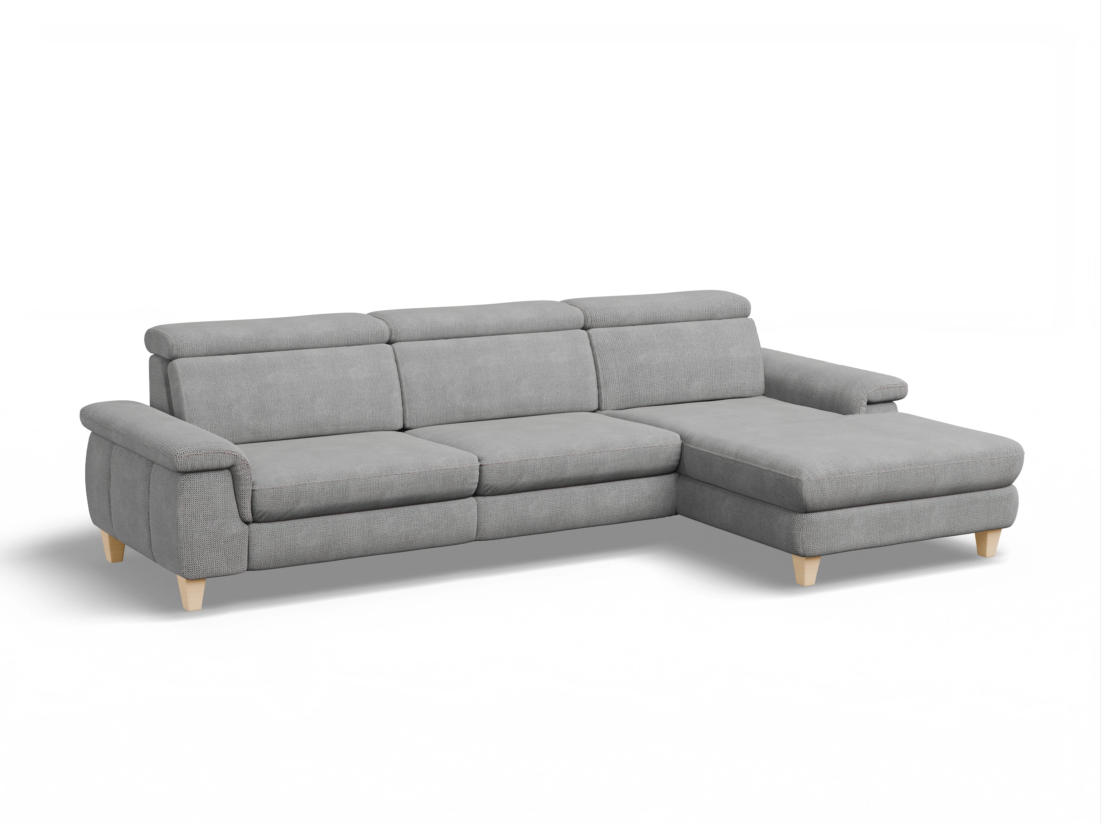 Ansicht des Produktes München Ecksofa rechts Abschluss offen in Stoff Grau