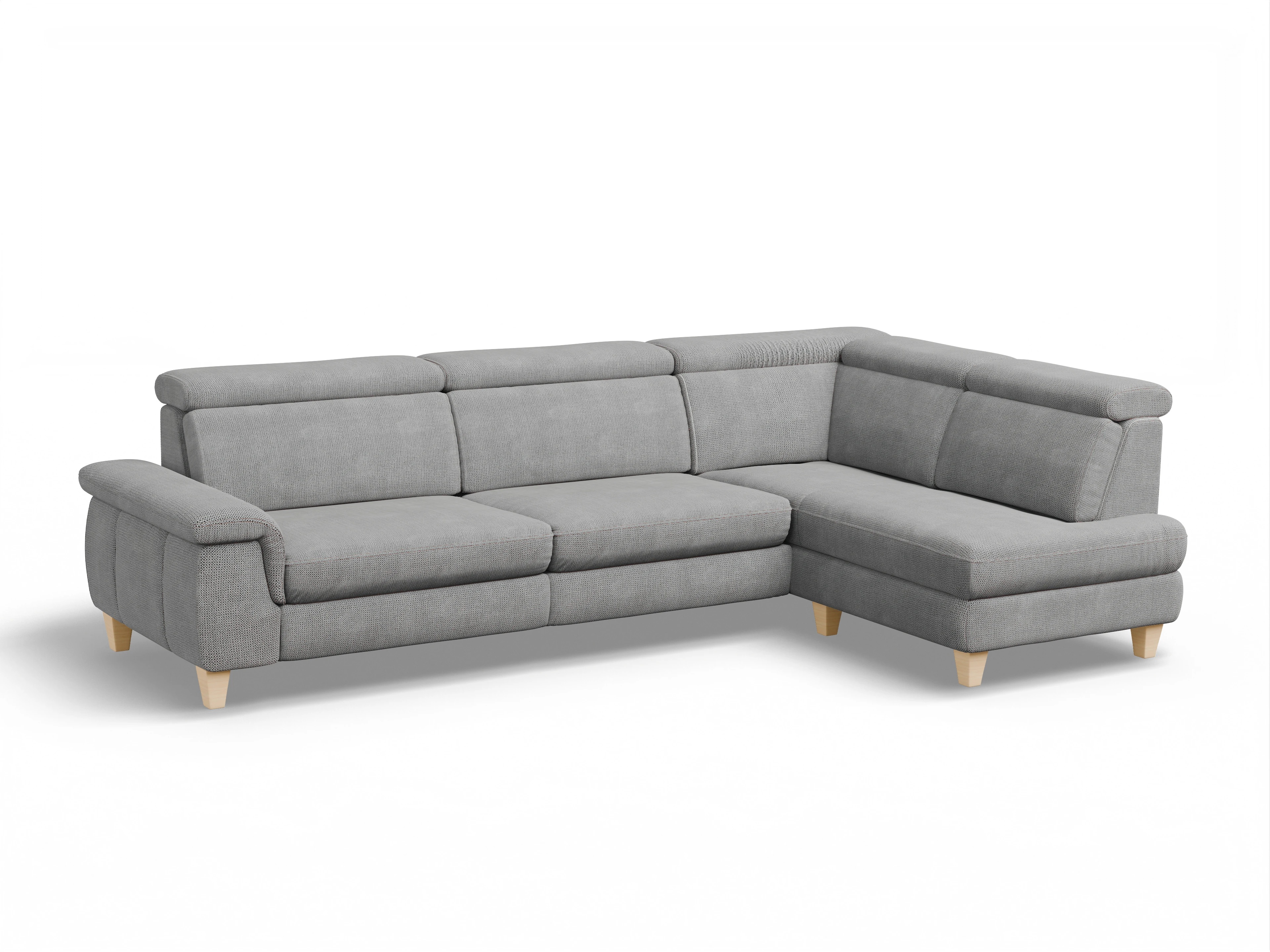 Ansicht des Produktes München Ecksofa rechts Abschluss offen in Stoff Grau