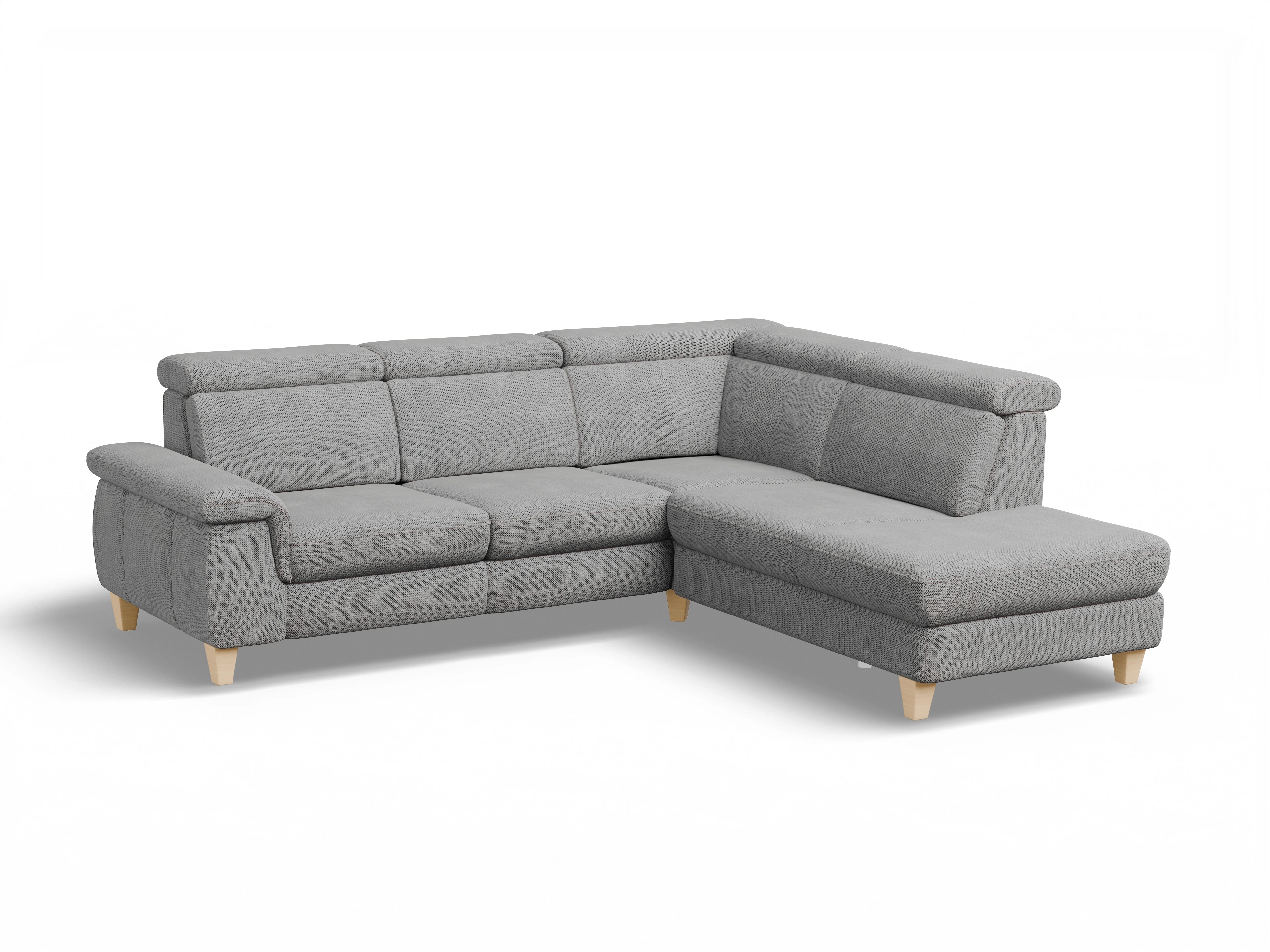Ansicht des Produktes München Ecksofa rechts Abschluss offen in Stoff Grau