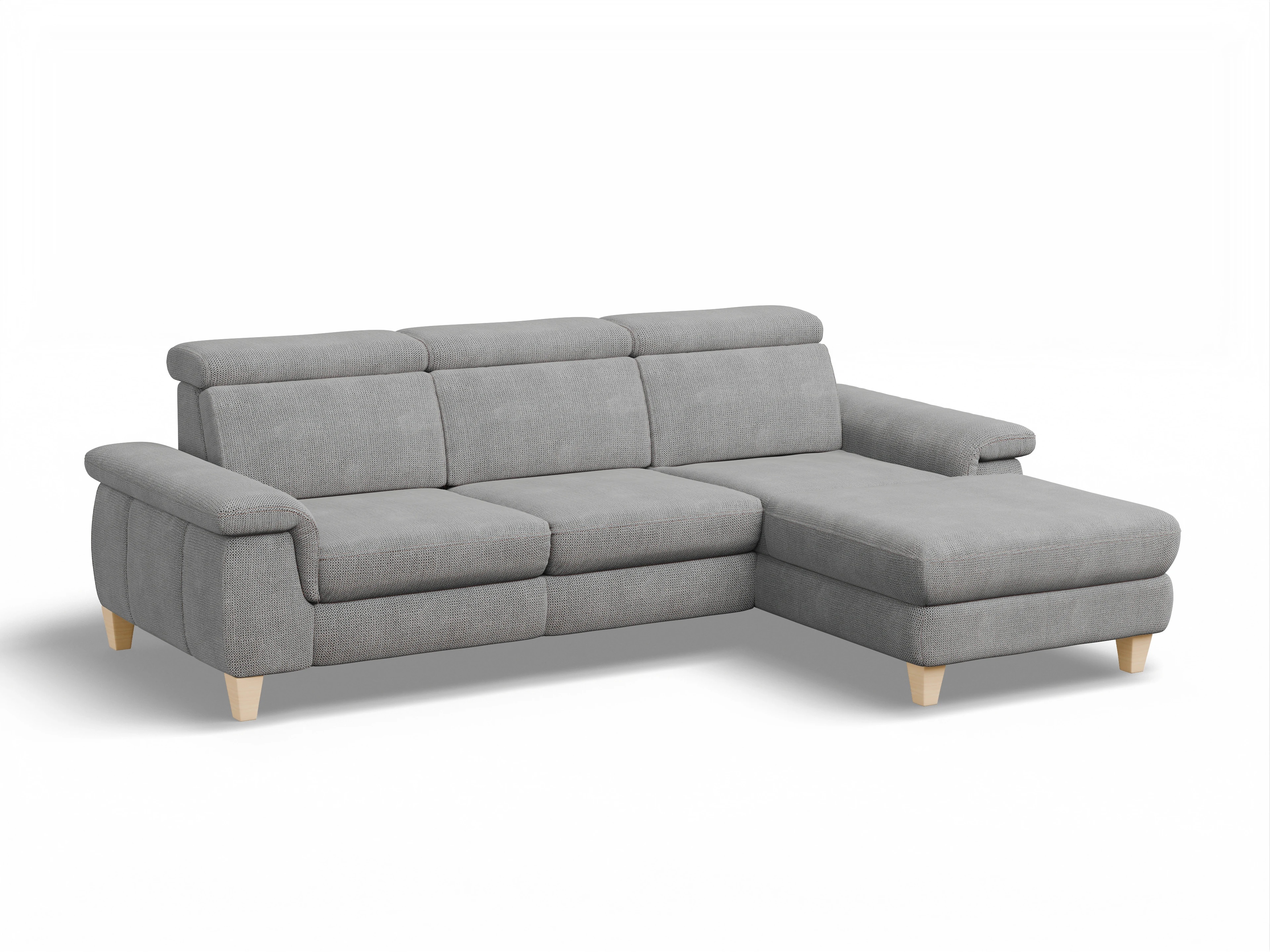 Ansicht des Produktes München Ecksofa rechts Abschluss offen in Stoff Grau