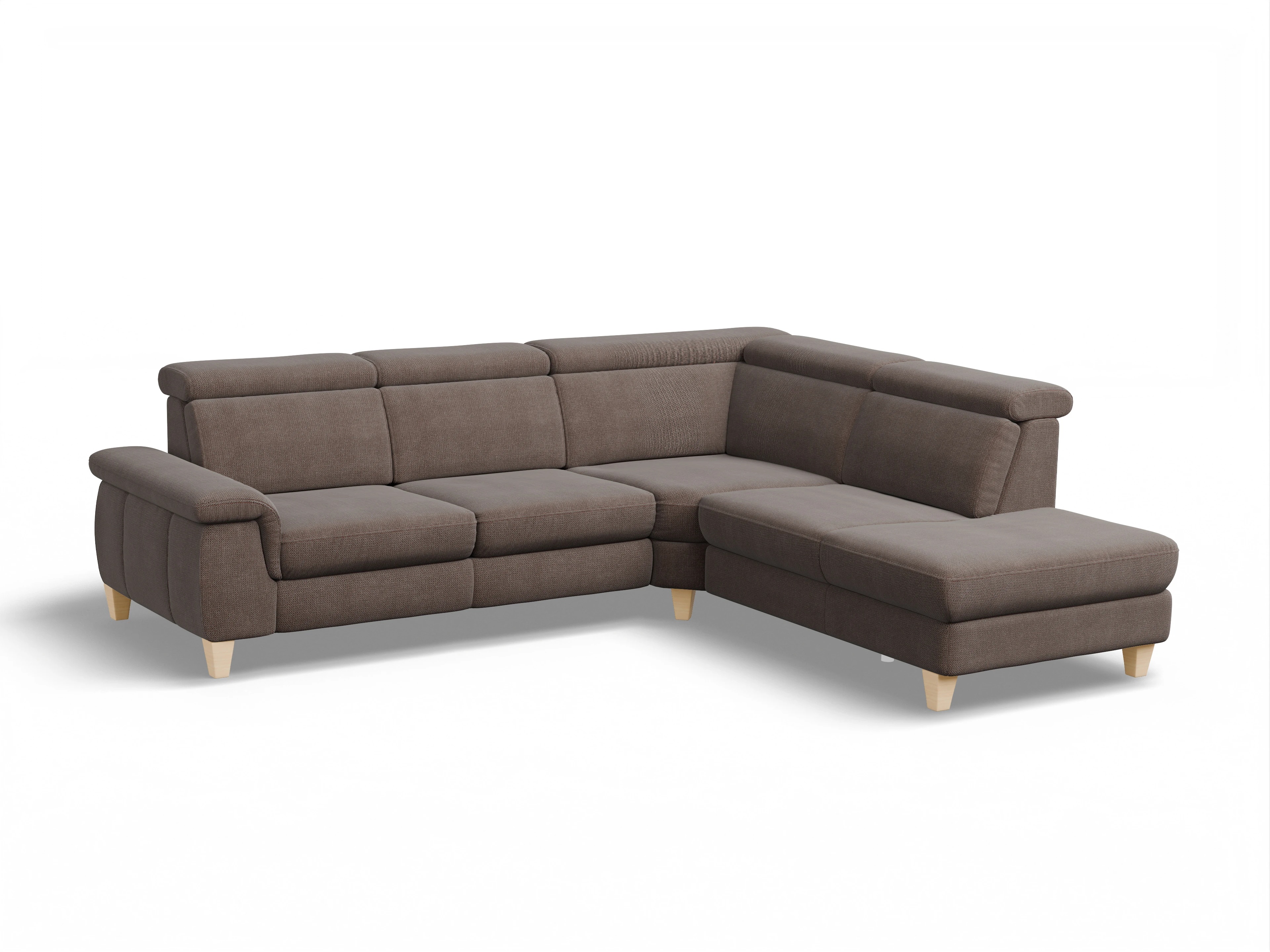 München 1Aho WE Small R Ansicht des Produktes München Ecksofa rechts Abschluss offen in Stoff Braun