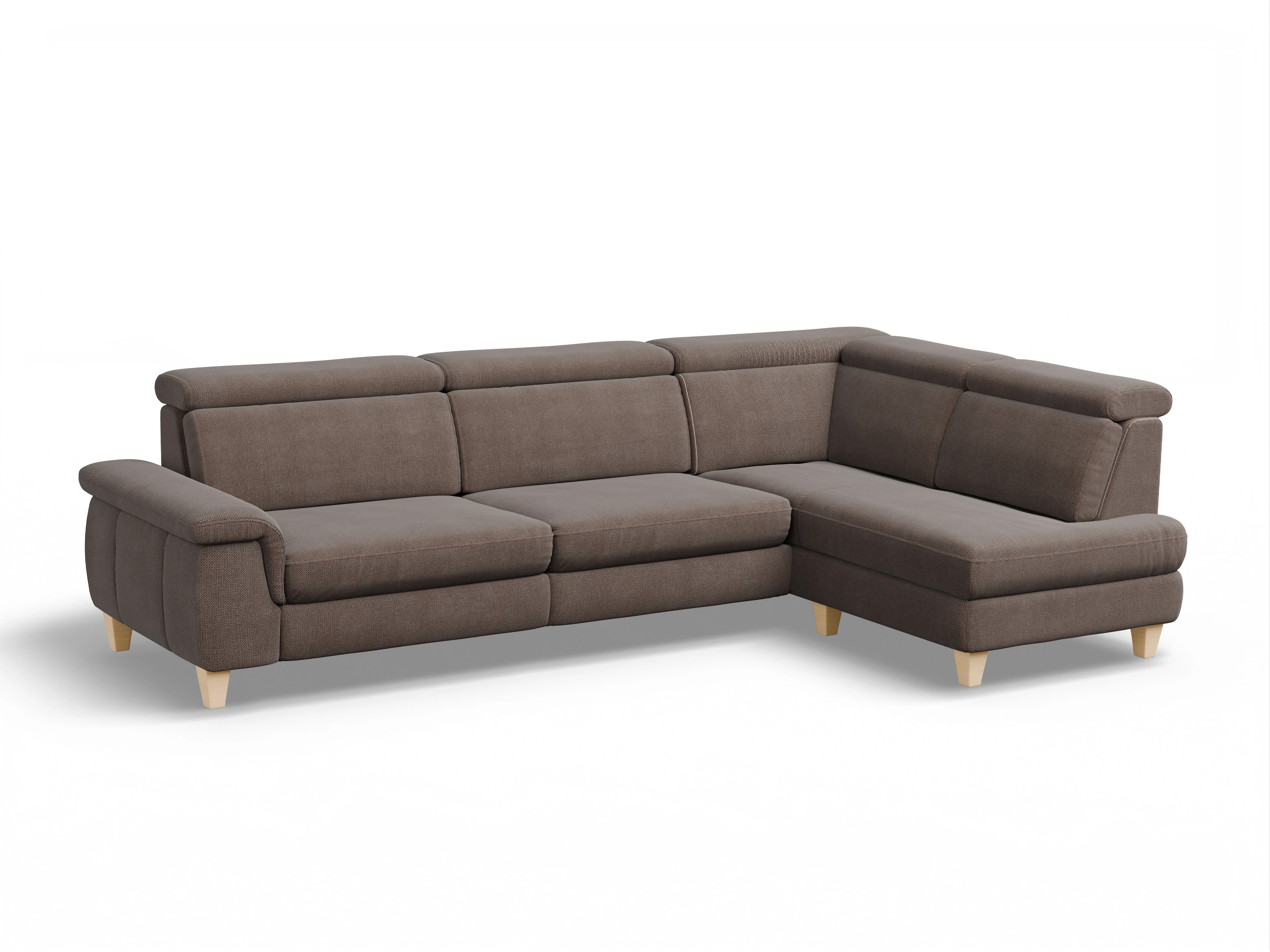 München KO Large R Ansicht des Produktes München Ecksofa rechts Abschluss offen in Stoff Braun