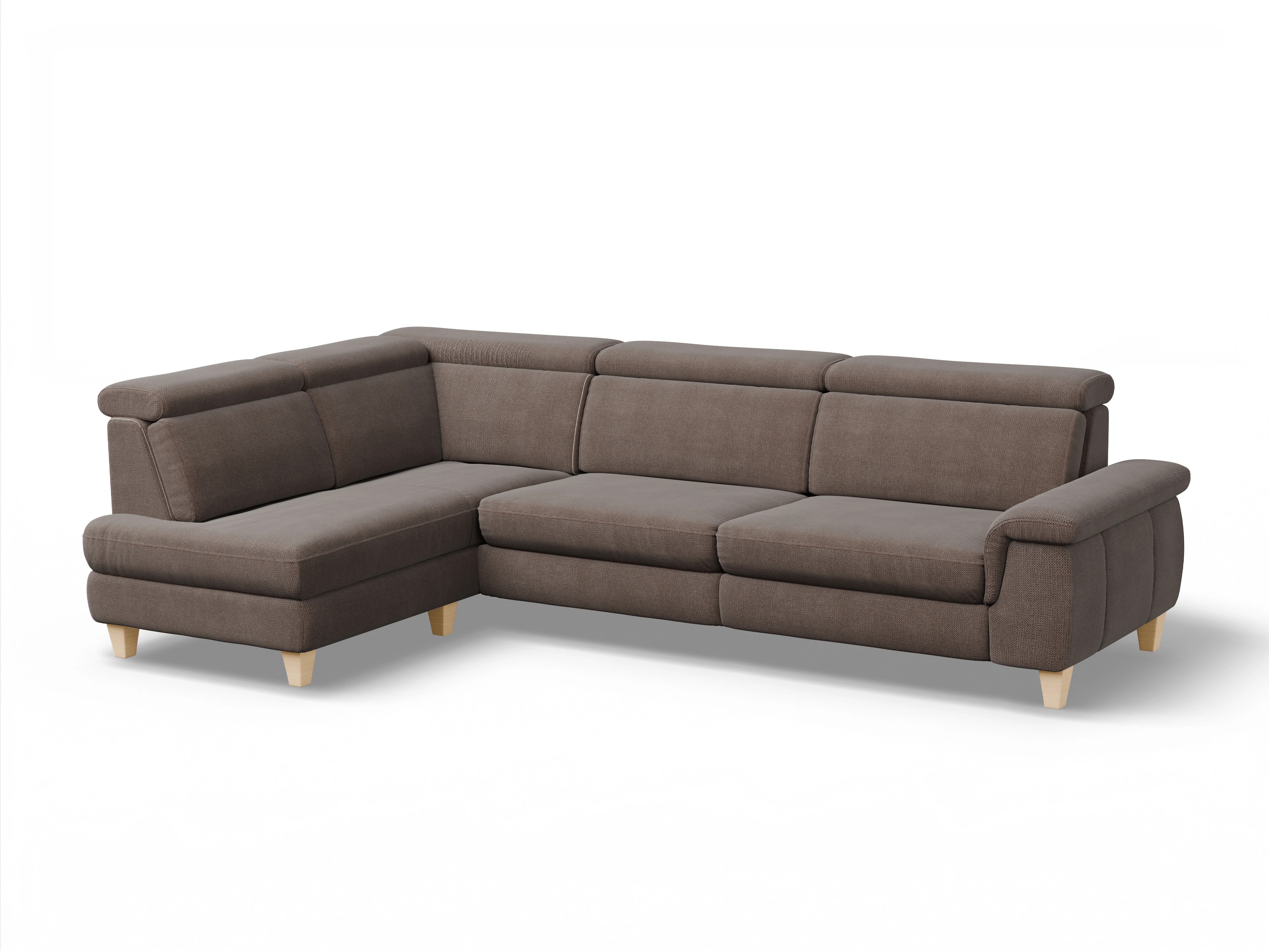 München KO Large L Ansicht des Produktes München Ecksofa links Abschluss offen in Stoff Braun