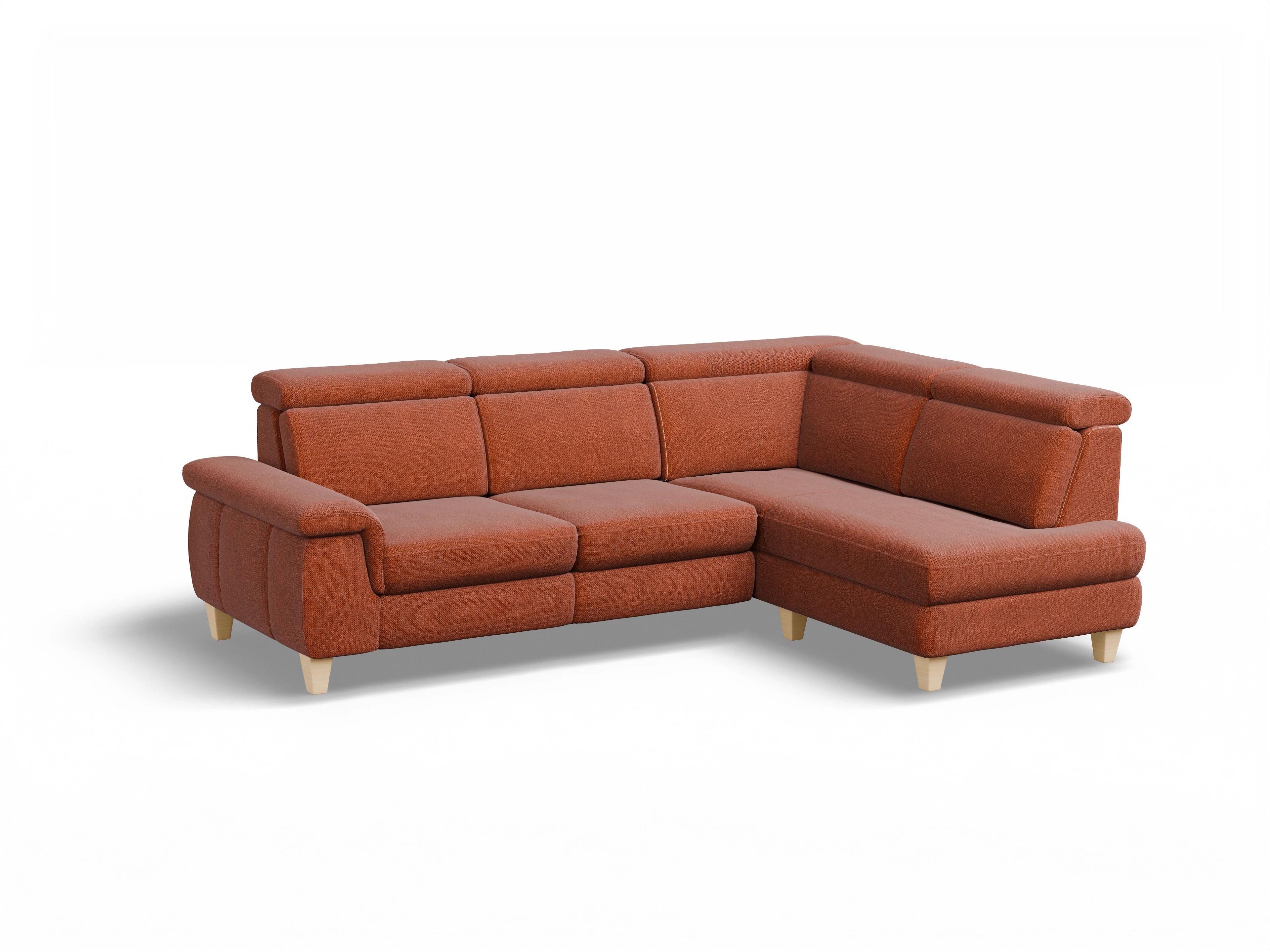 München KO Medium R Ansicht des Produktes München Ecksofa rechts Abschluss offen in Stoff Rot