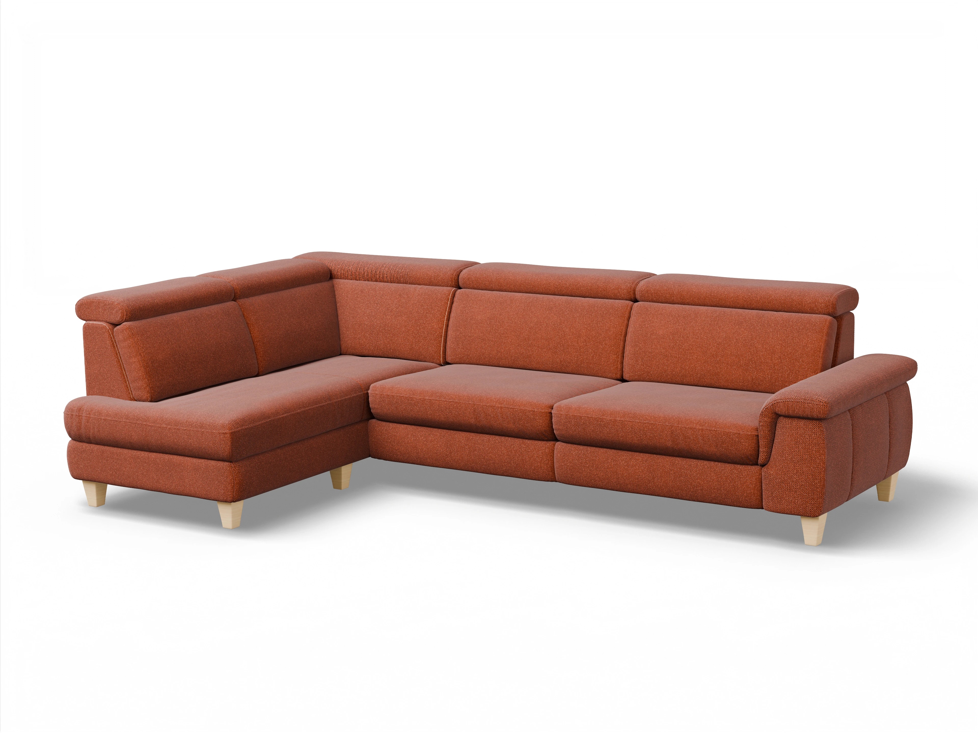 München KO Large L Ansicht des Produktes München Ecksofa links Abschluss offen in Stoff Rot