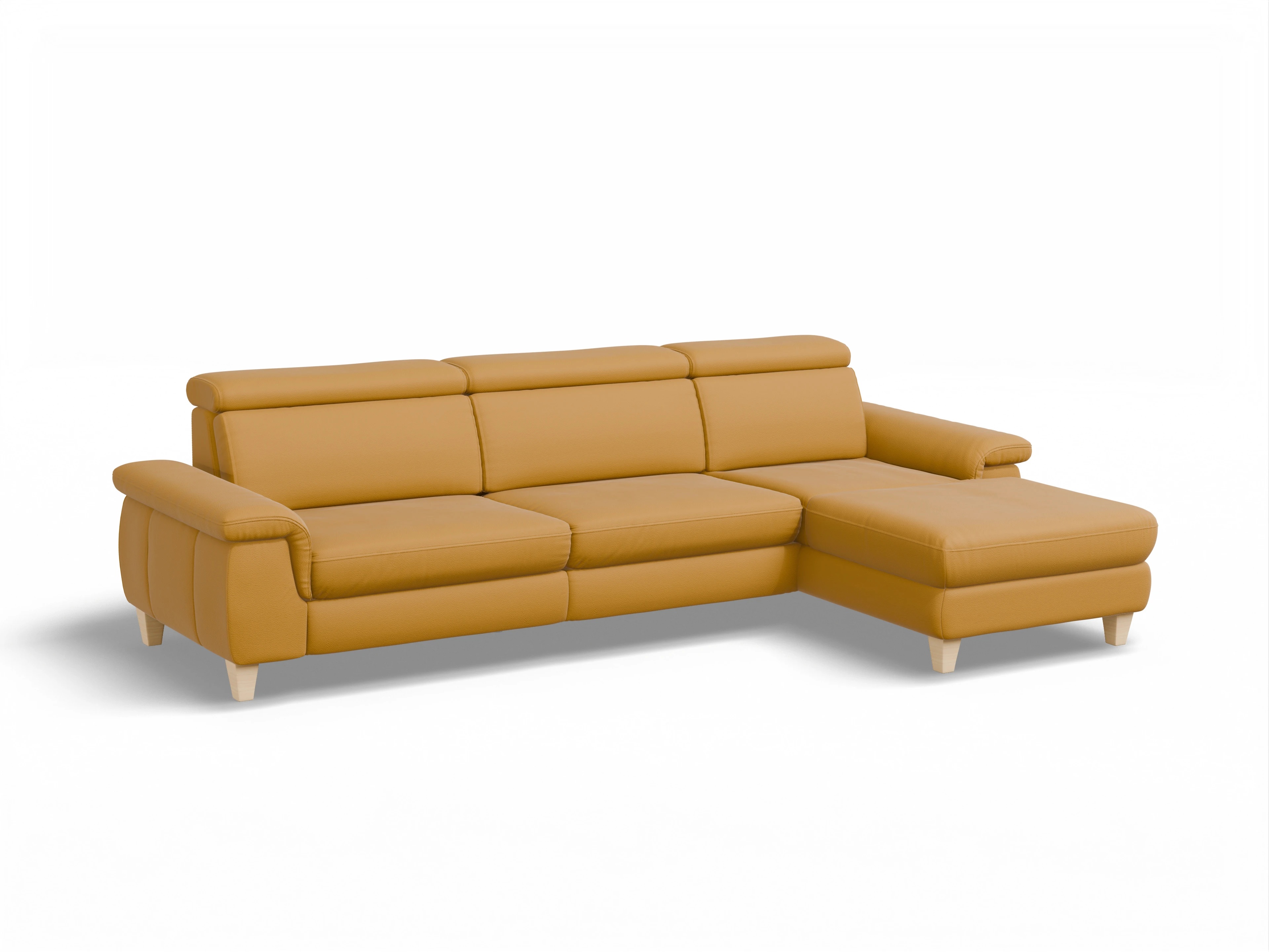 München LO Large R Ansicht des Produktes München Ecksofa rechts Abschluss offen in Leder Gelb