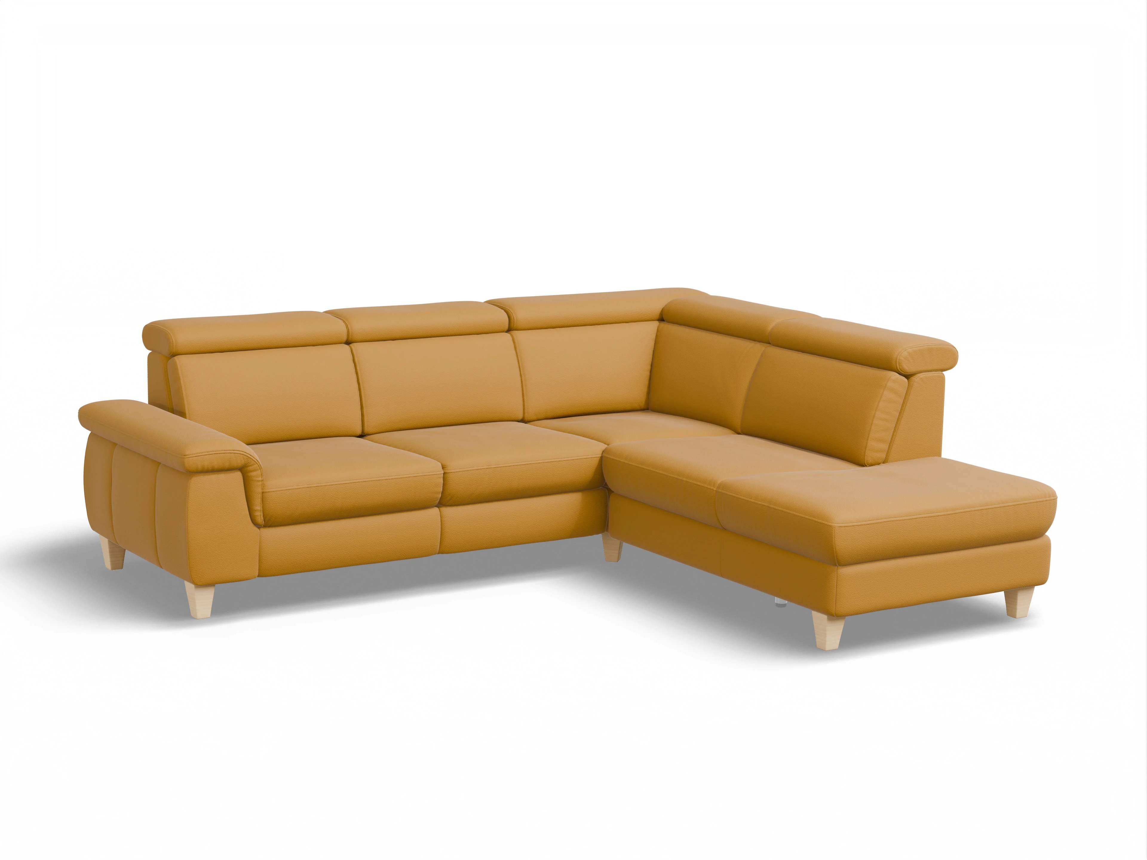 München 1AH WEkl Medium R Ansicht des Produktes München Ecksofa rechts Abschluss offen in Leder Gelb
