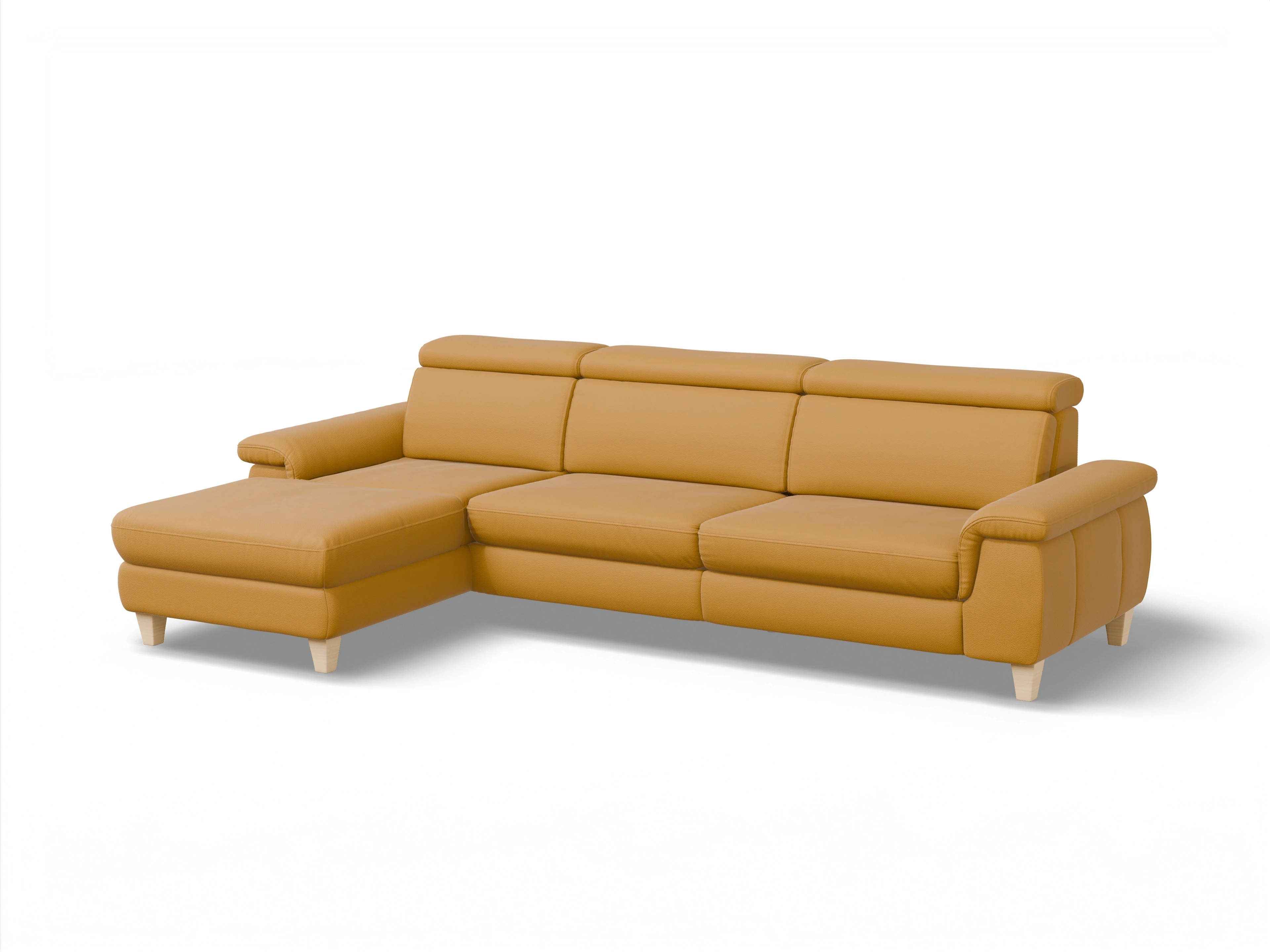 Ansicht des Produktes München Ecksofa links Abschluss offen in Leder Gelb