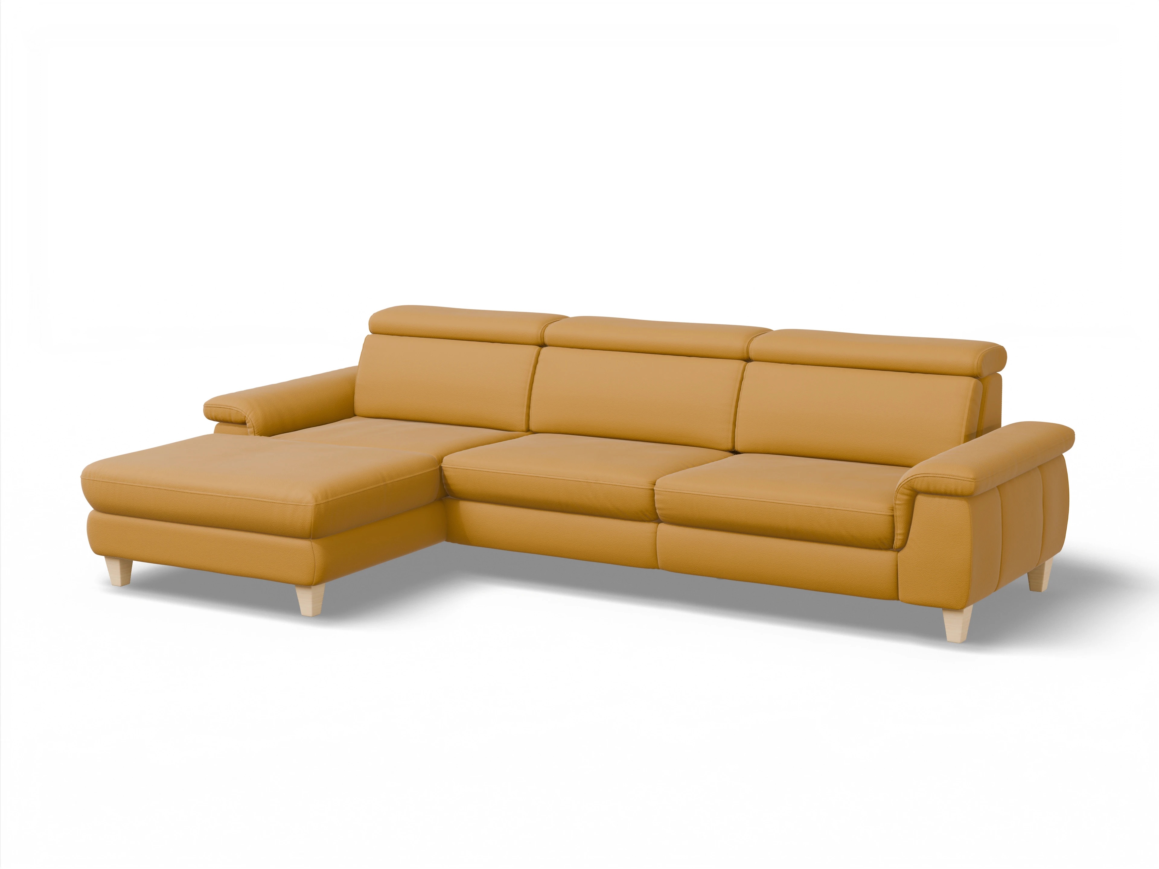 Ansicht des Produktes München Ecksofa links Abschluss offen in Leder Gelb