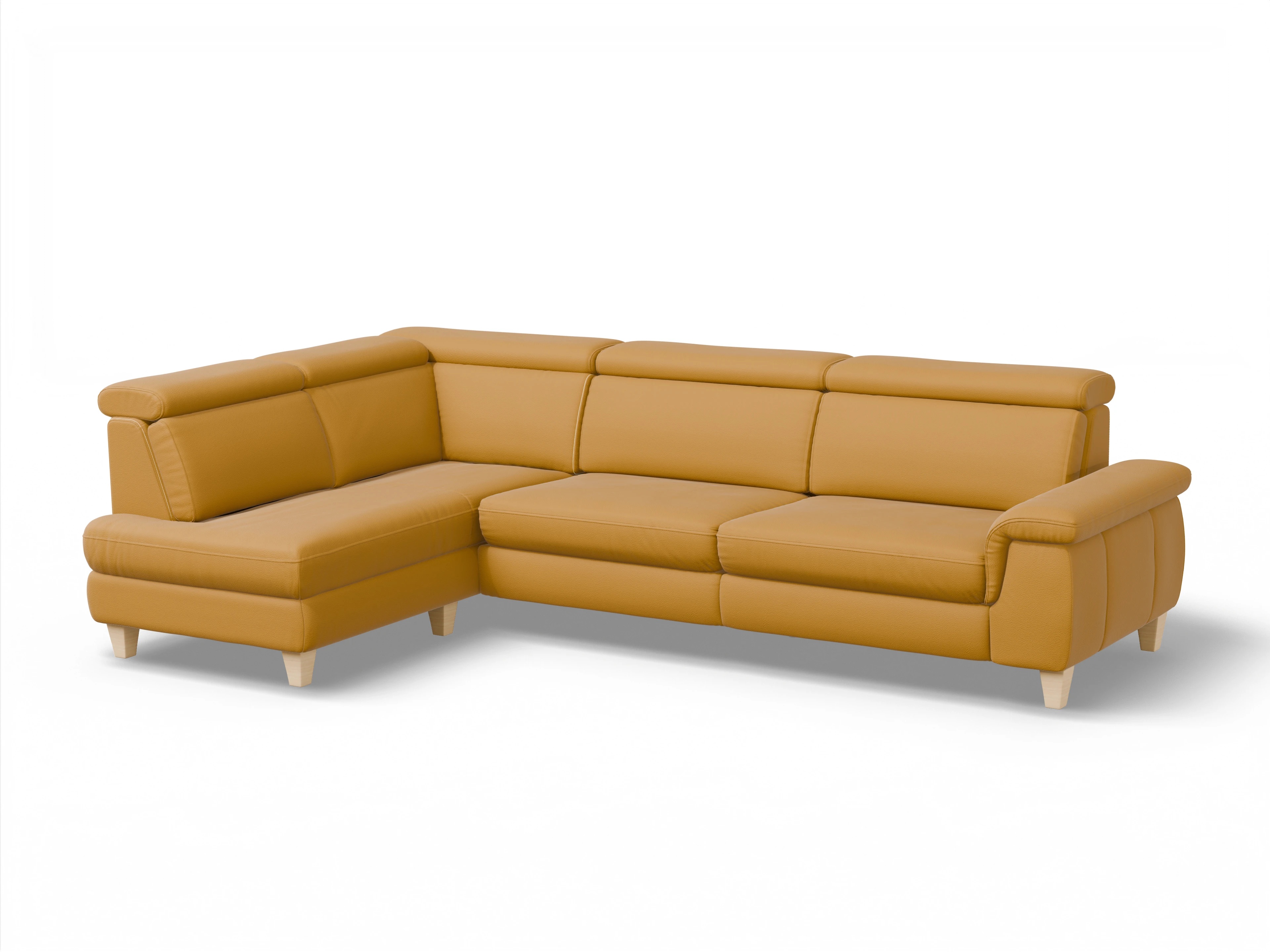 Ansicht des Produktes München Ecksofa links Abschluss offen in Leder Gelb