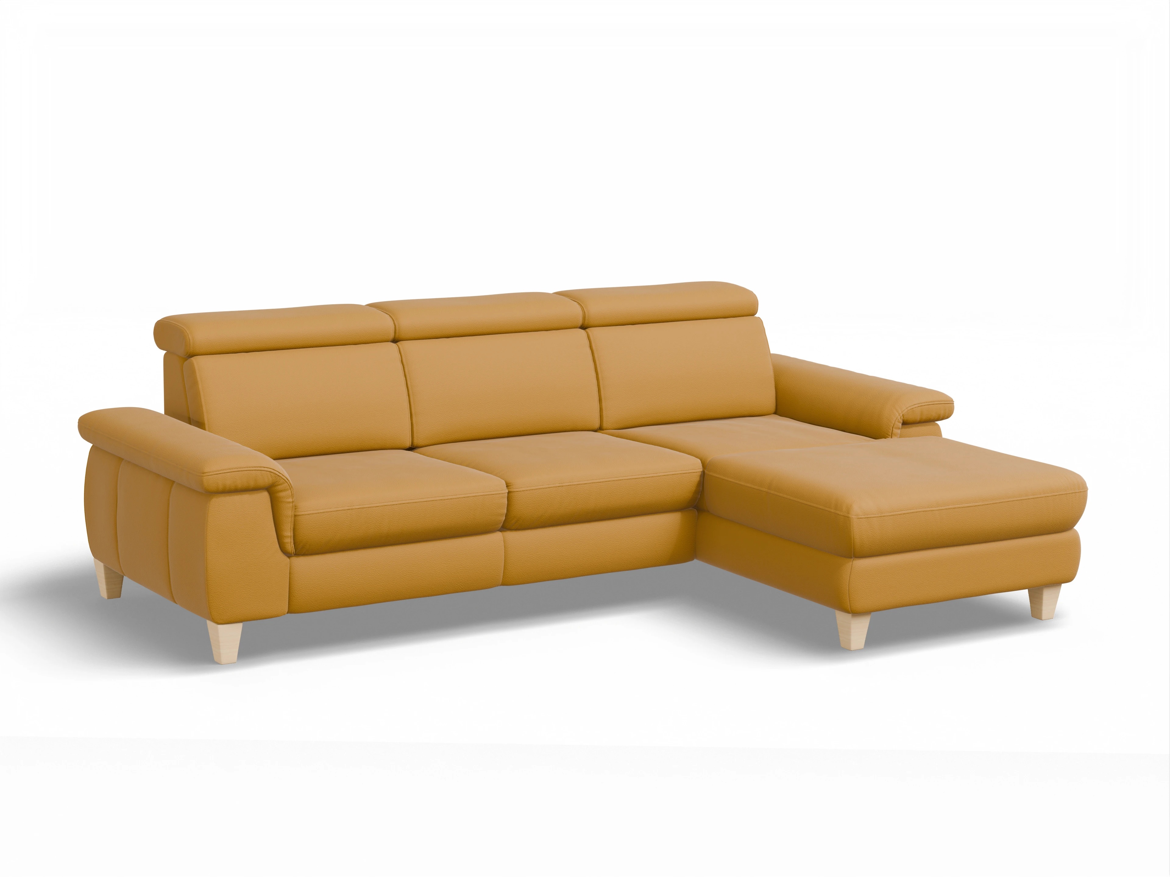 Ansicht des Produktes München Ecksofa rechts Abschluss offen in Leder Gelb