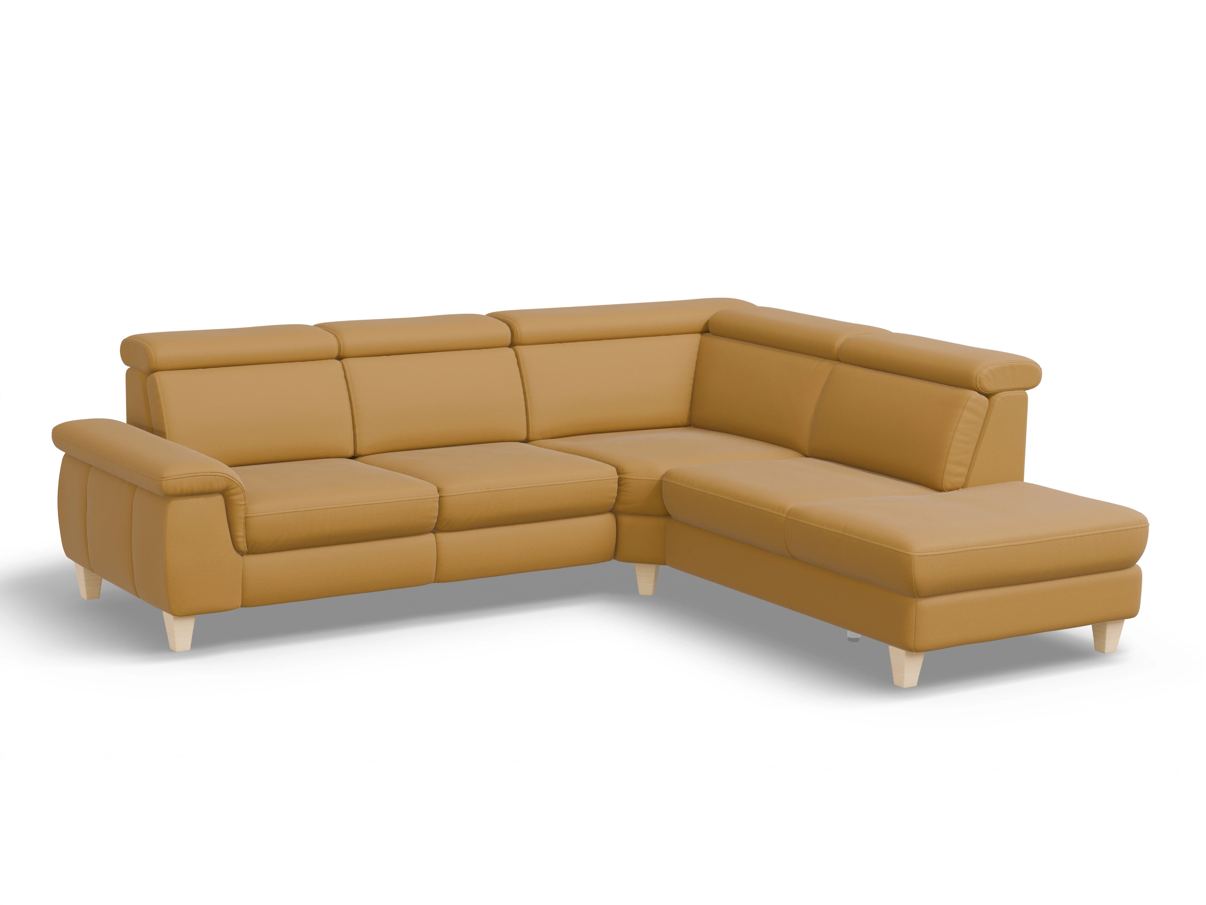 München 1AH WE Medium R Ansicht des Produktes München Ecksofa rechts Abschluss offen in Leder Gelb