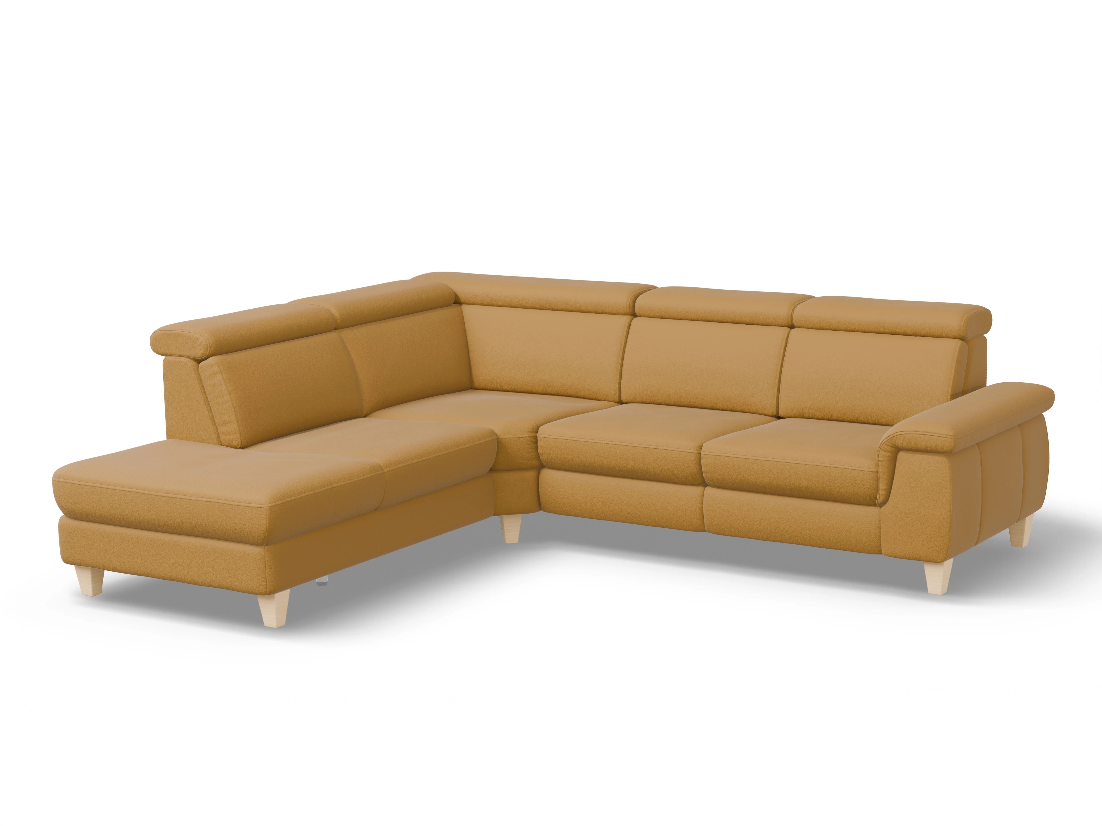 München 1AH WE Medium L Ansicht des Produktes München Ecksofa links Abschluss offen in Leder Gelb
