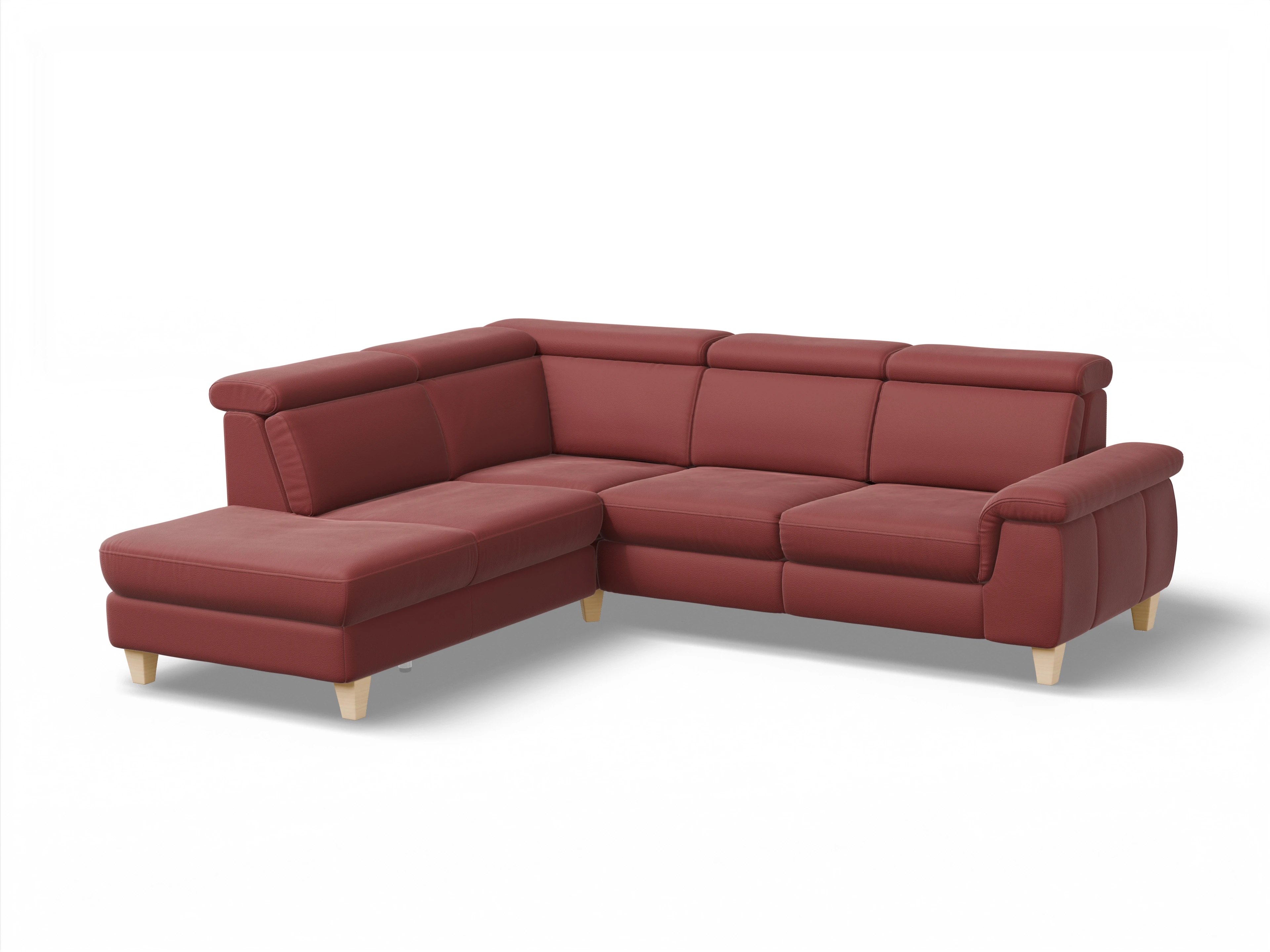 München 1AH WEkl Medium L Ansicht des Produktes München Ecksofa links mit Armlehne in Leder Rot
