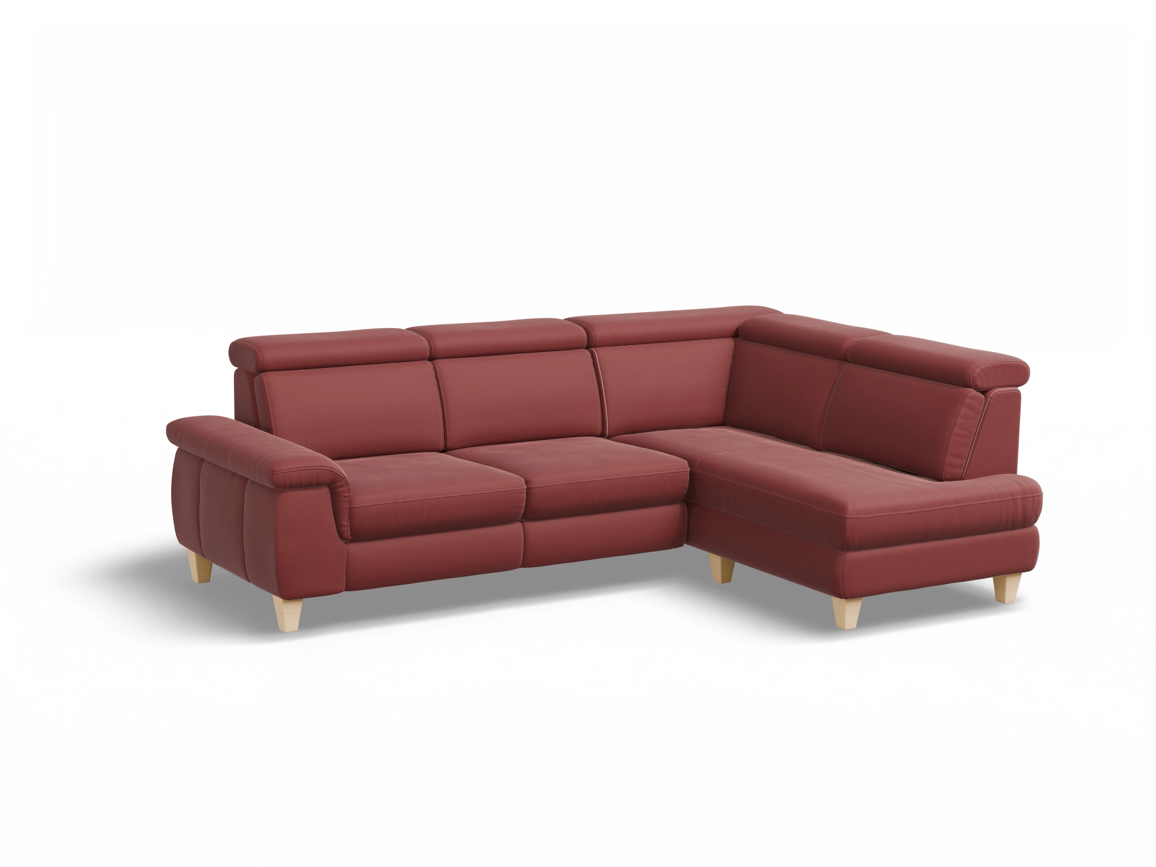 München KO Medium R Ansicht des Produktes München Ecksofa rechts Abschluss offen in Leder Rot