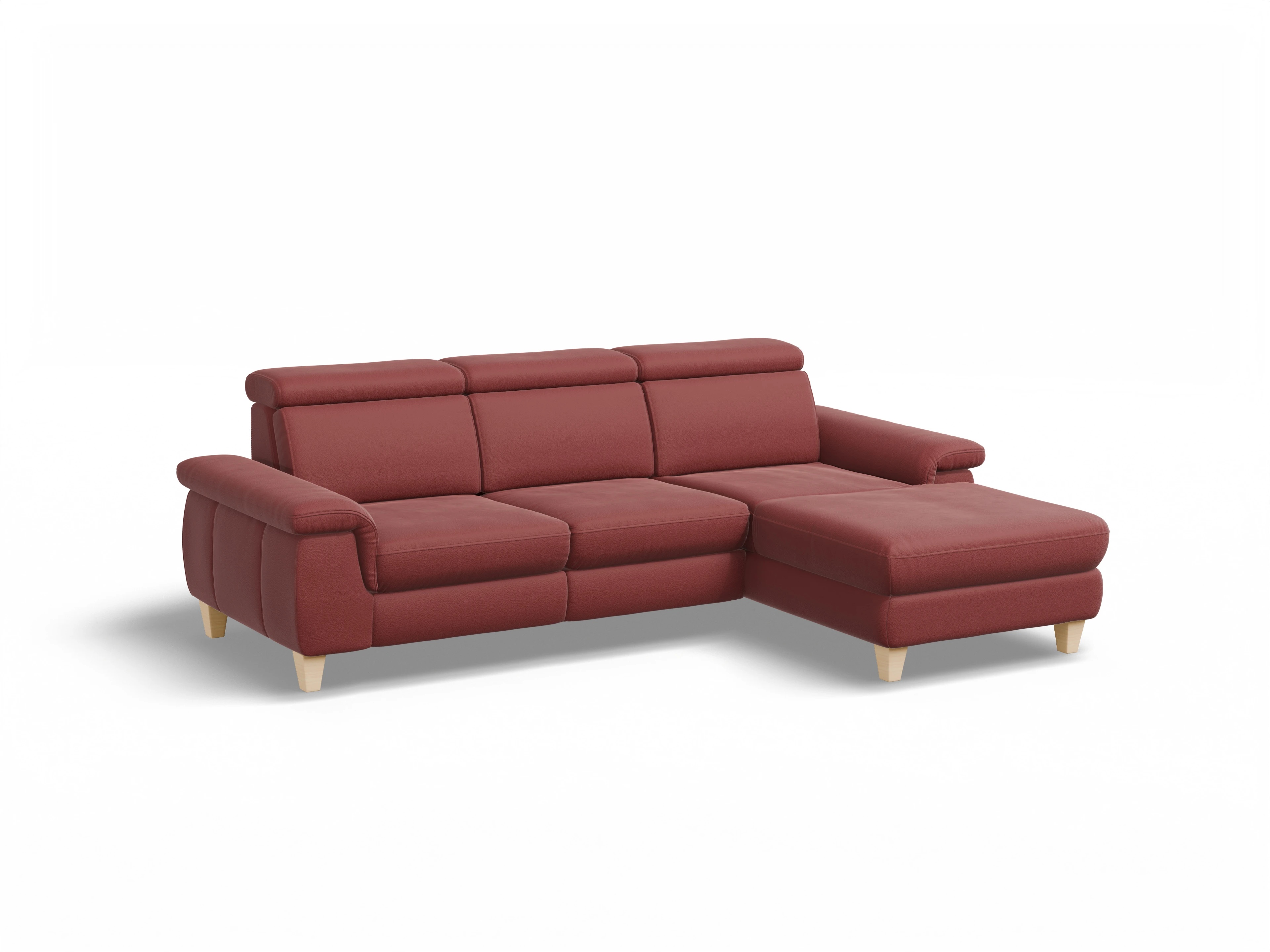 Ansicht des Produktes München Ecksofa rechts Abschluss offen in Leder Rot