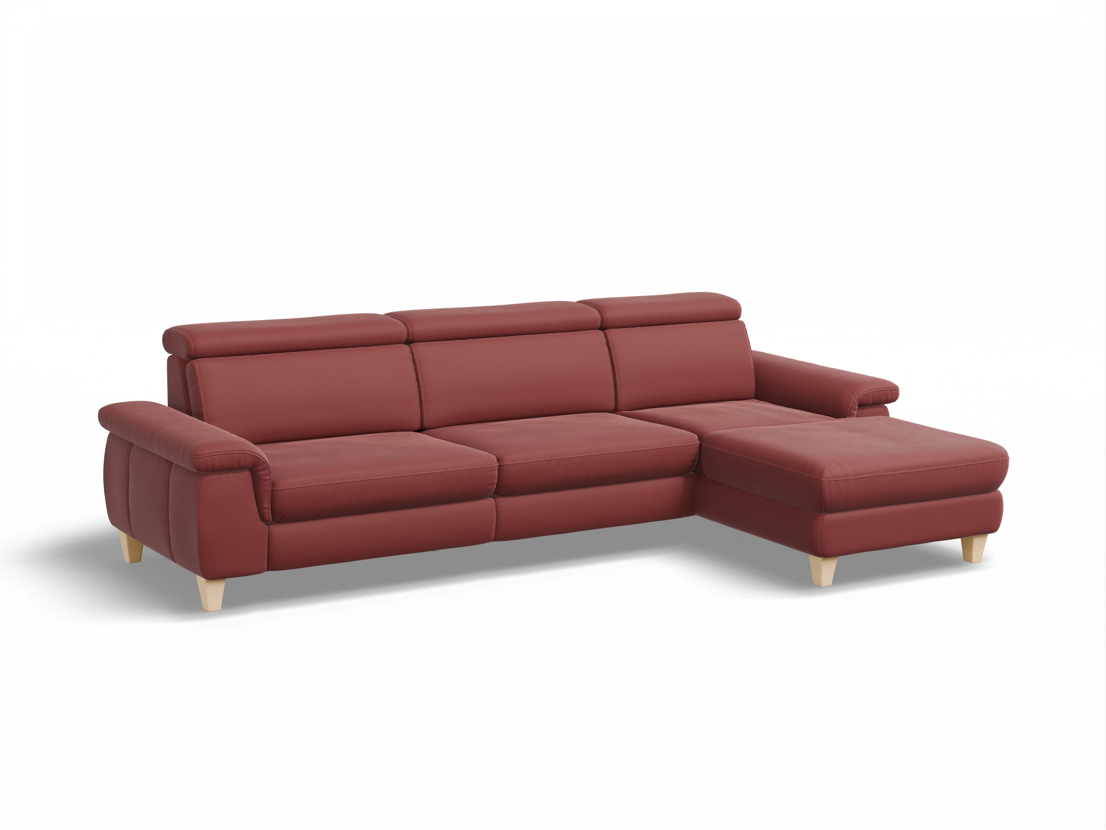 Ansicht des Produktes München Ecksofa rechts Abschluss offen in Leder Rot