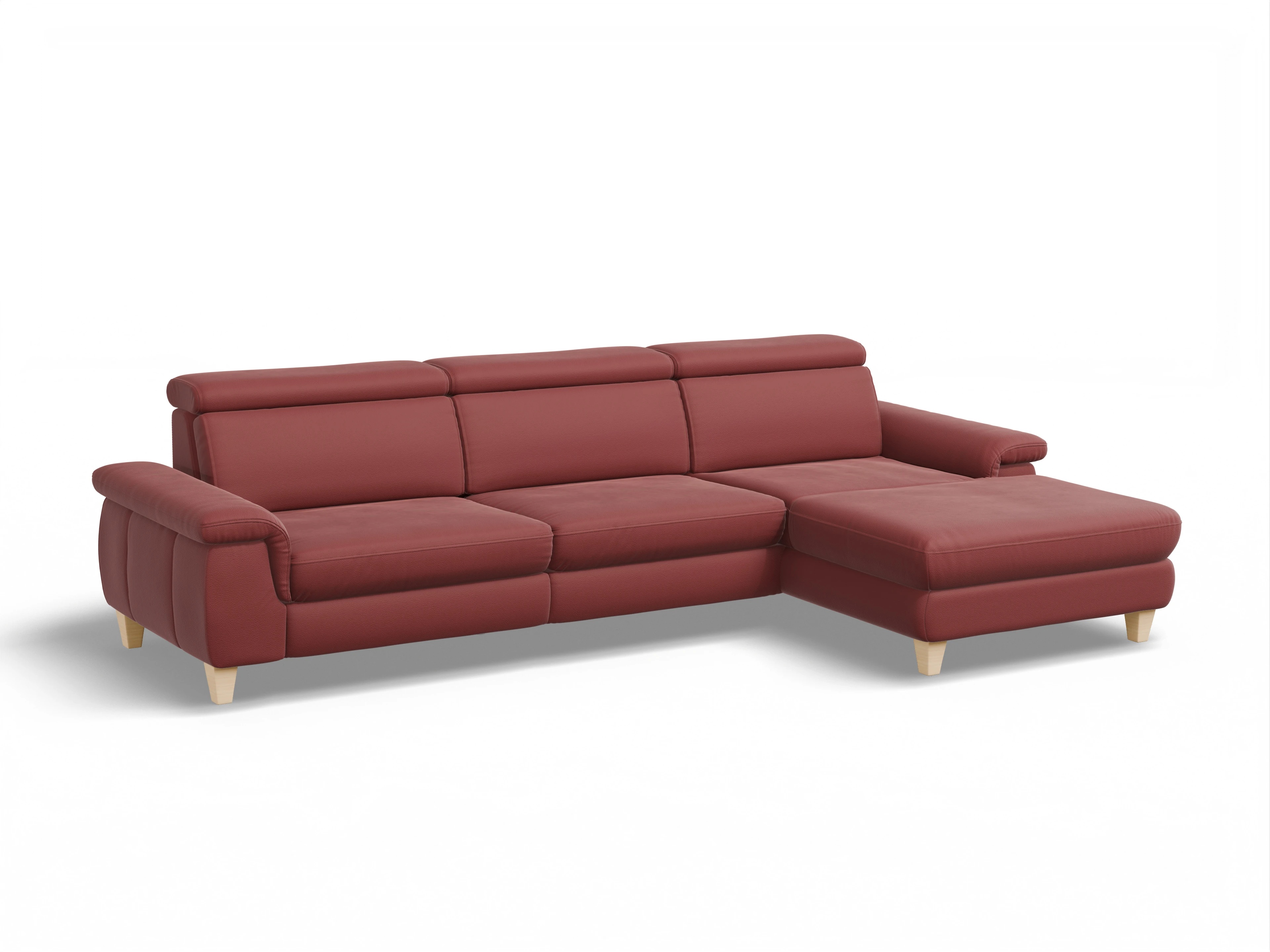 Ansicht des Produktes München Ecksofa rechts Abschluss offen in Leder Rot