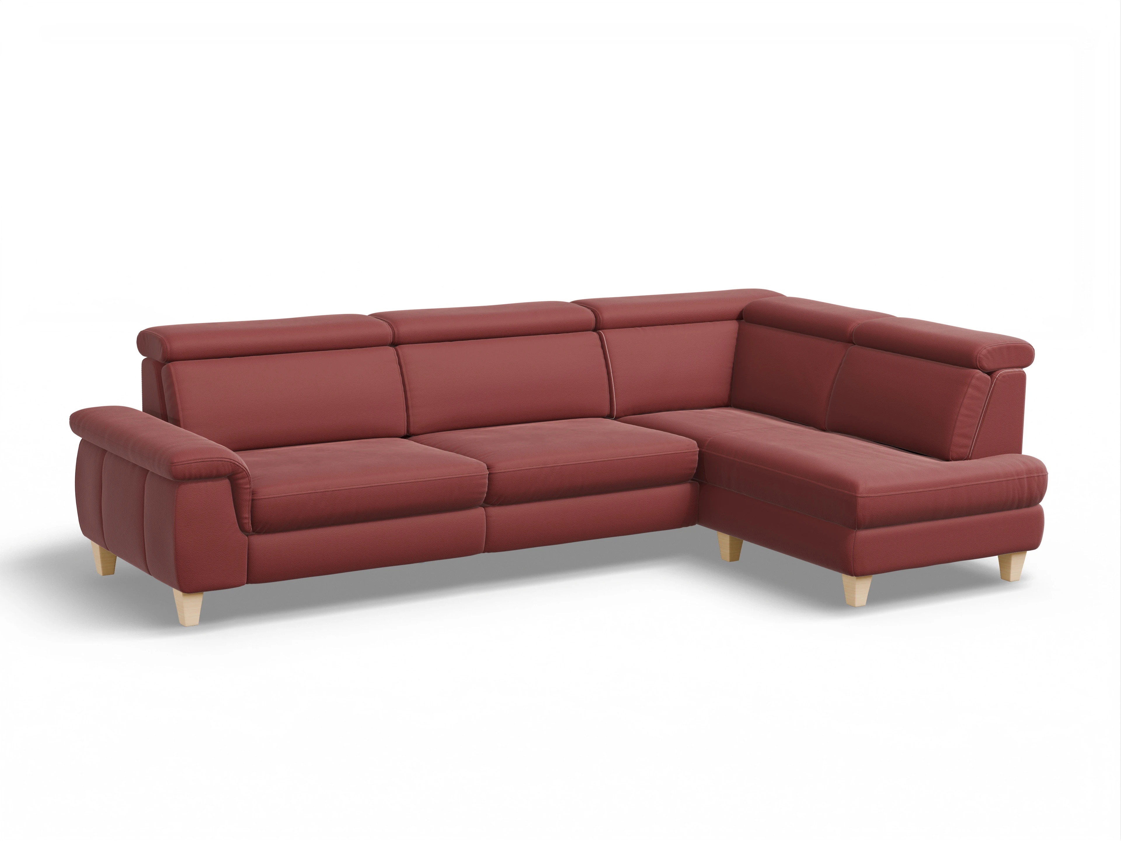 Ansicht des Produktes München Ecksofa rechts Abschluss offen in Leder Rot