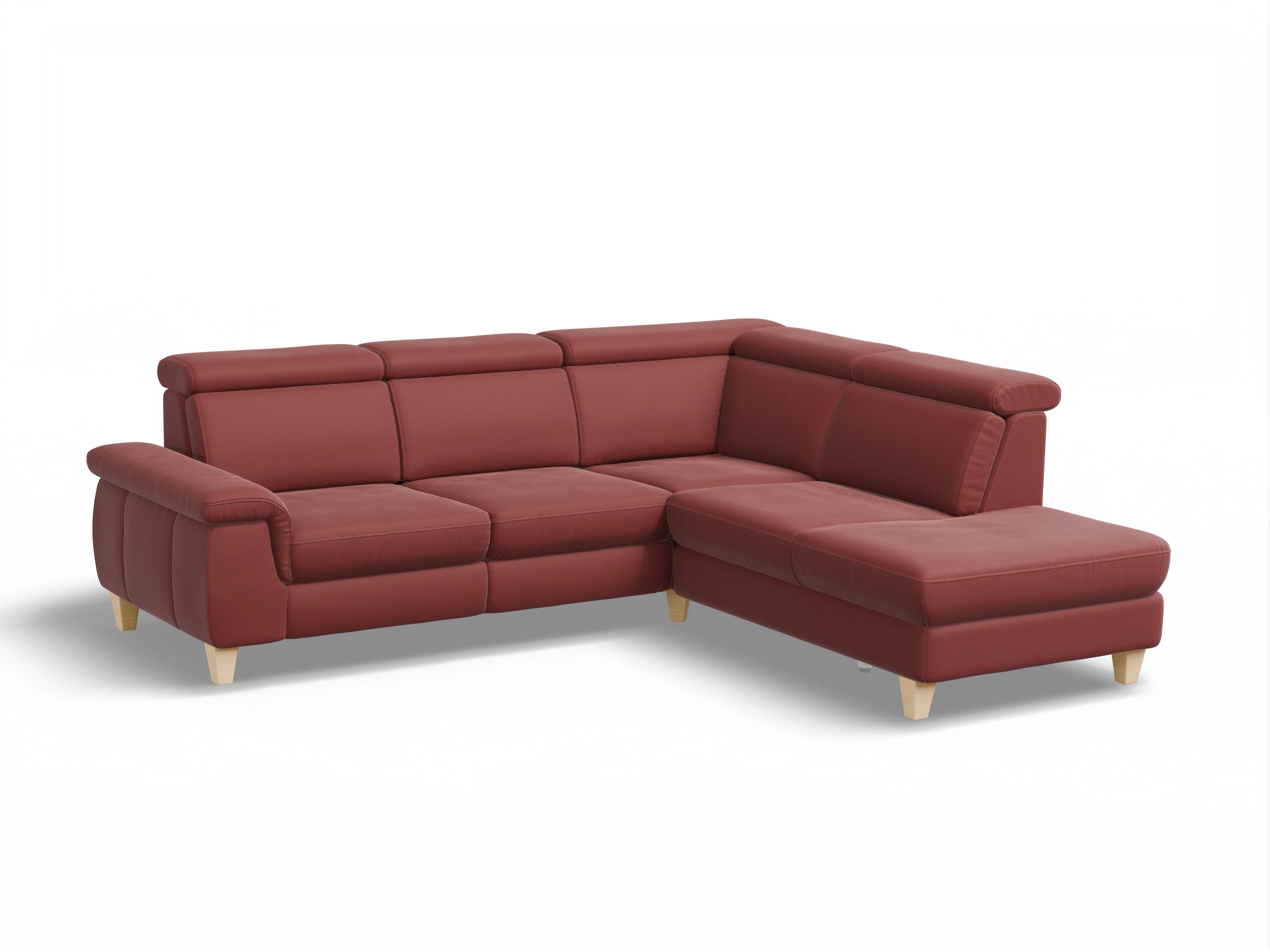 München 1AH WEkl Medium R Ansicht des Produktes München Ecksofa rechts Abschluss offen in Leder Rot
