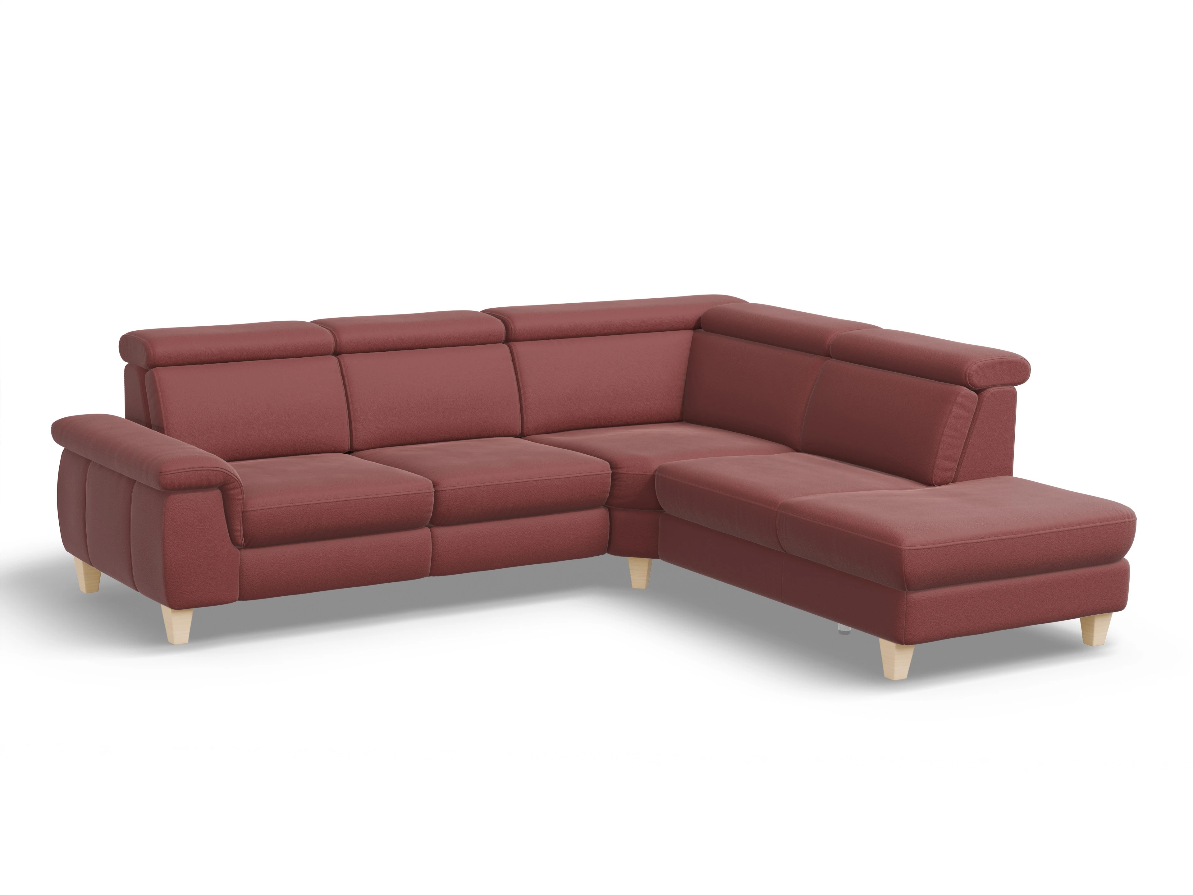 München 1AH WE Medium R Ansicht des Produktes München Ecksofa rechts Abschluss offen in Leder Rot