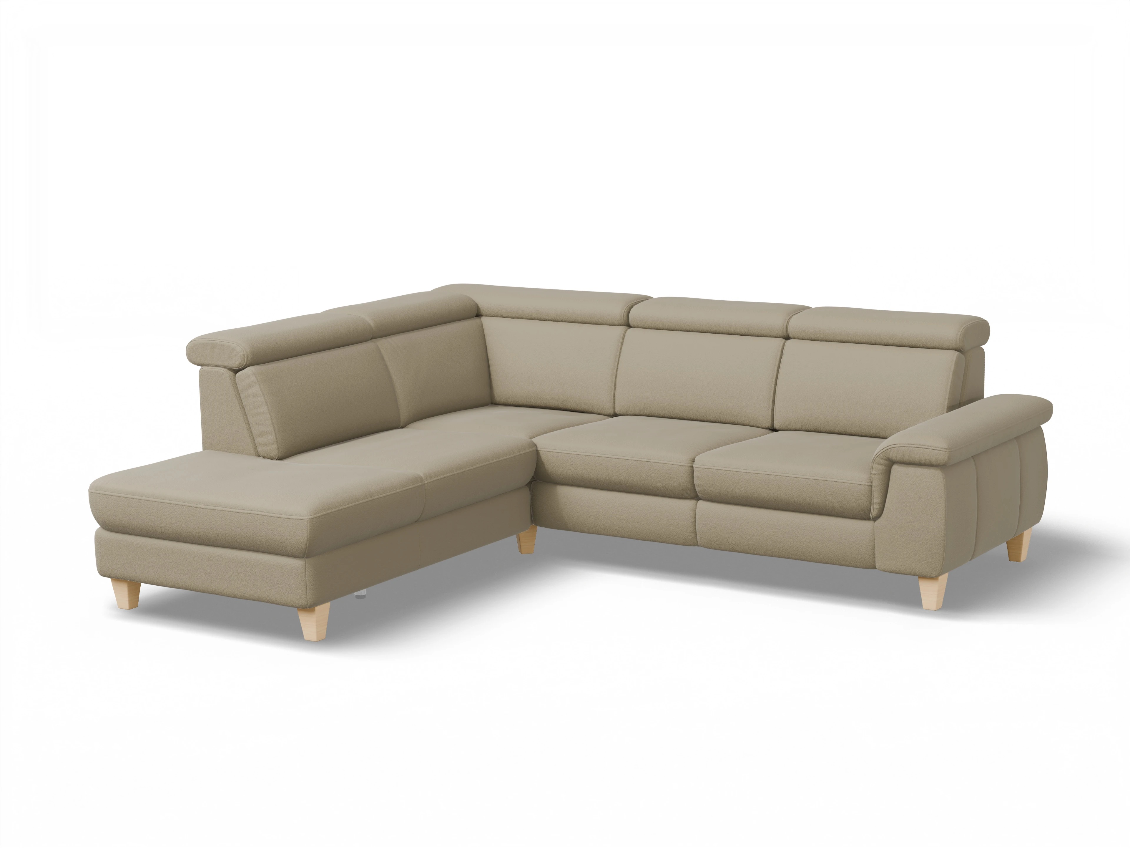 Ansicht des Produktes München Ecksofa links mit Armlehne in Leder Braun