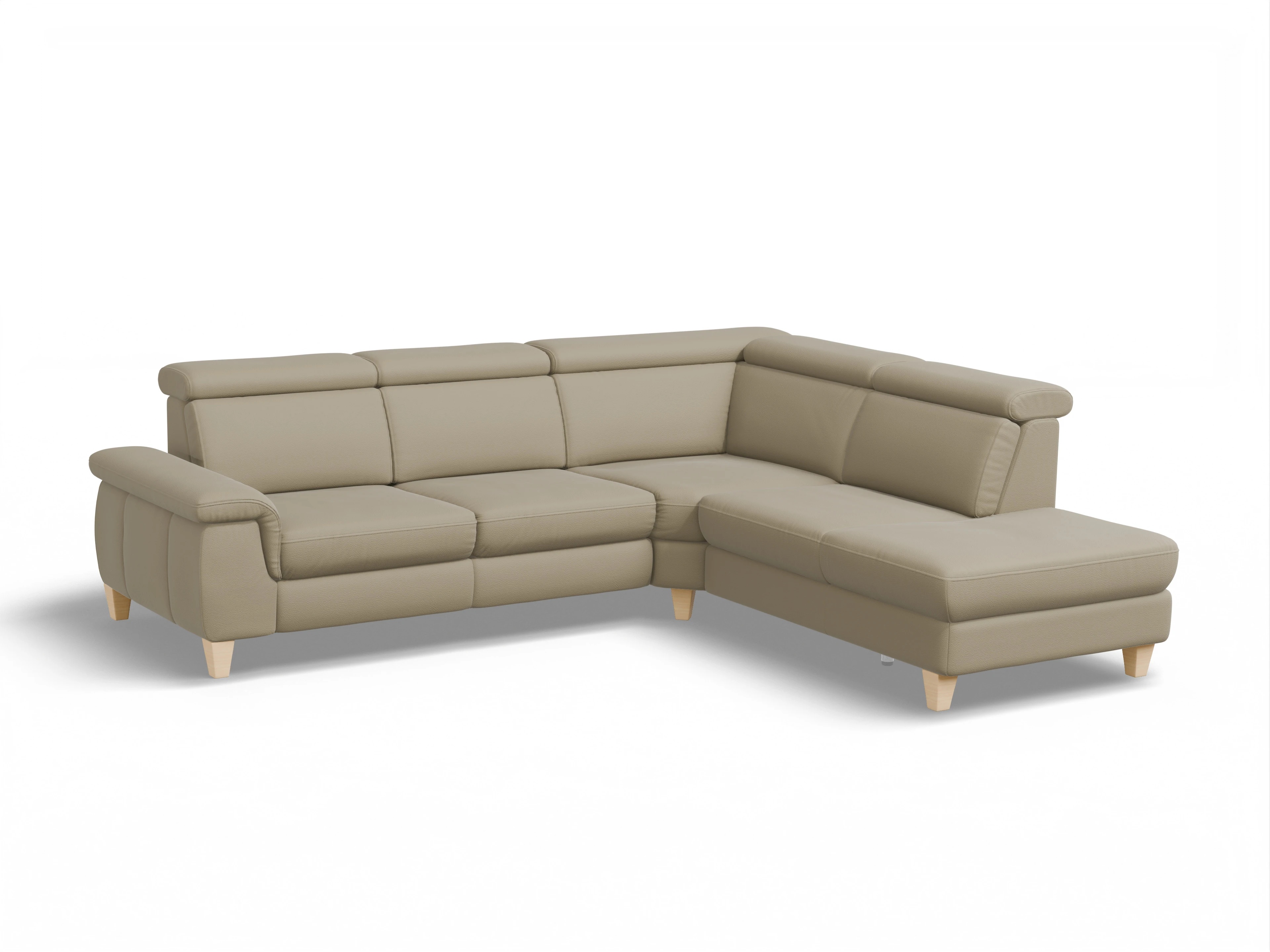 Ansicht des Produktes München Ecksofa rechts Abschluss offen in Leder Braun