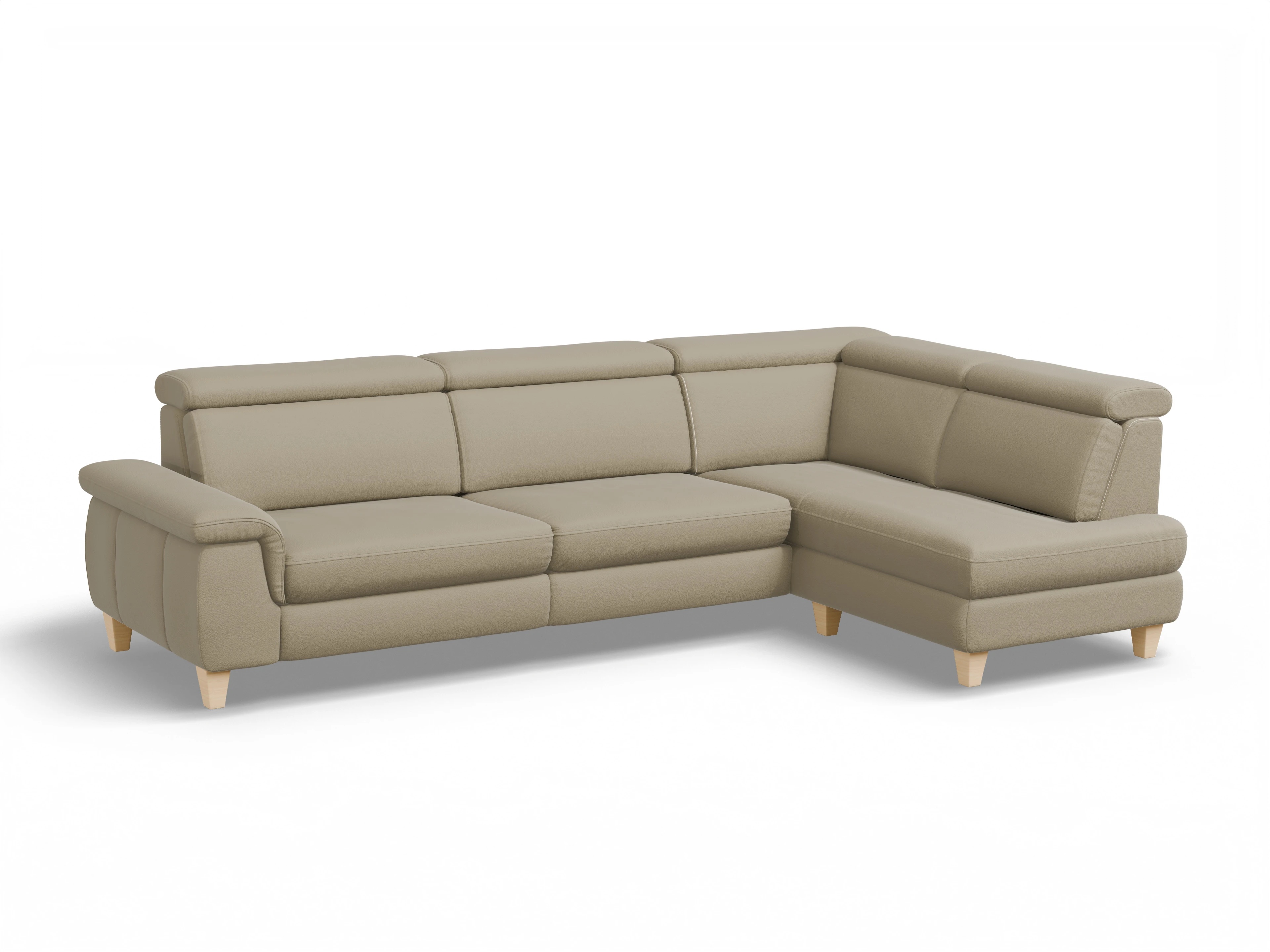 Ansicht des Produktes München Ecksofa rechts Abschluss offen in Leder Braun