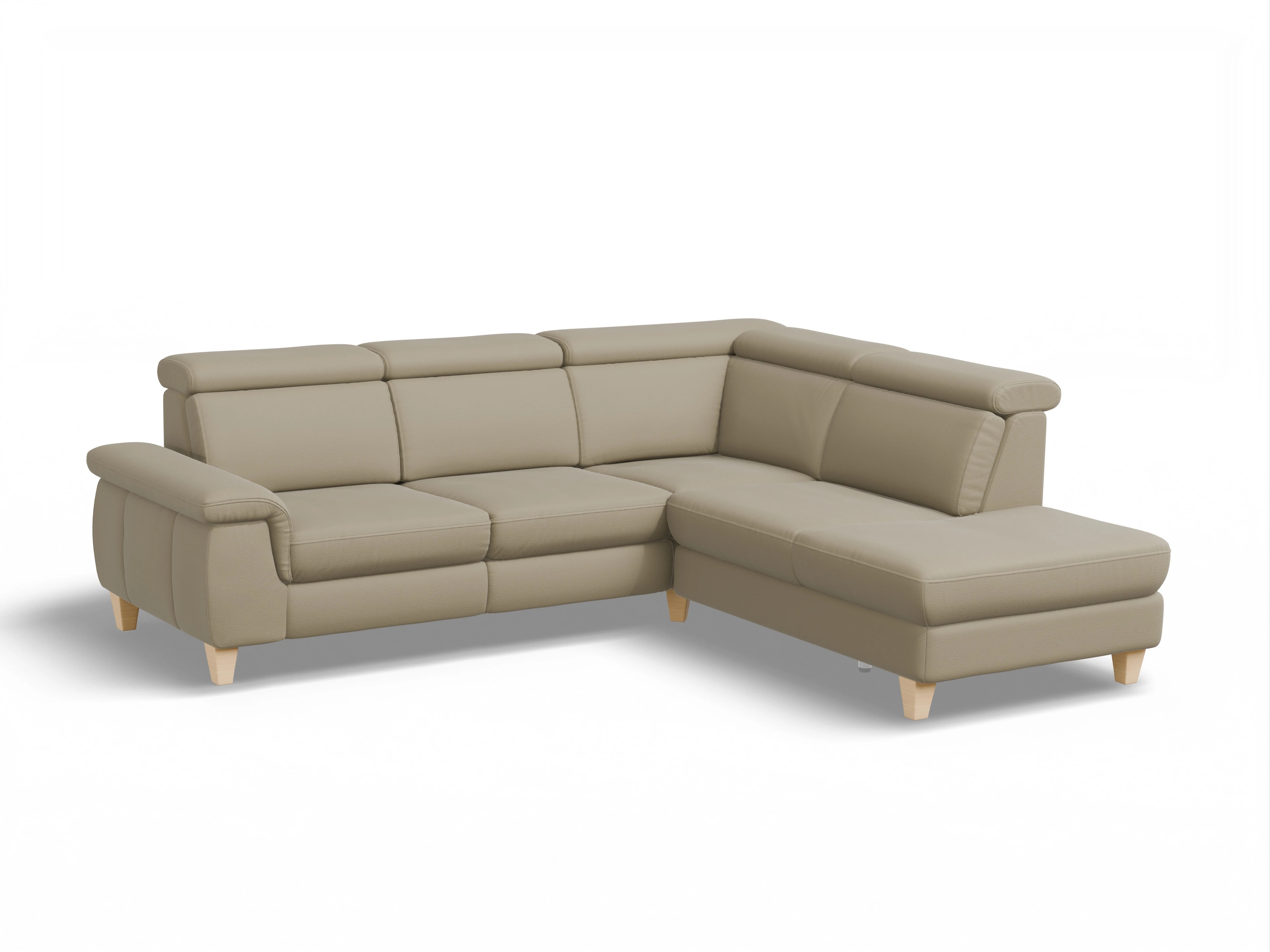 Ansicht des Produktes München Ecksofa rechts Abschluss offen in Leder Braun