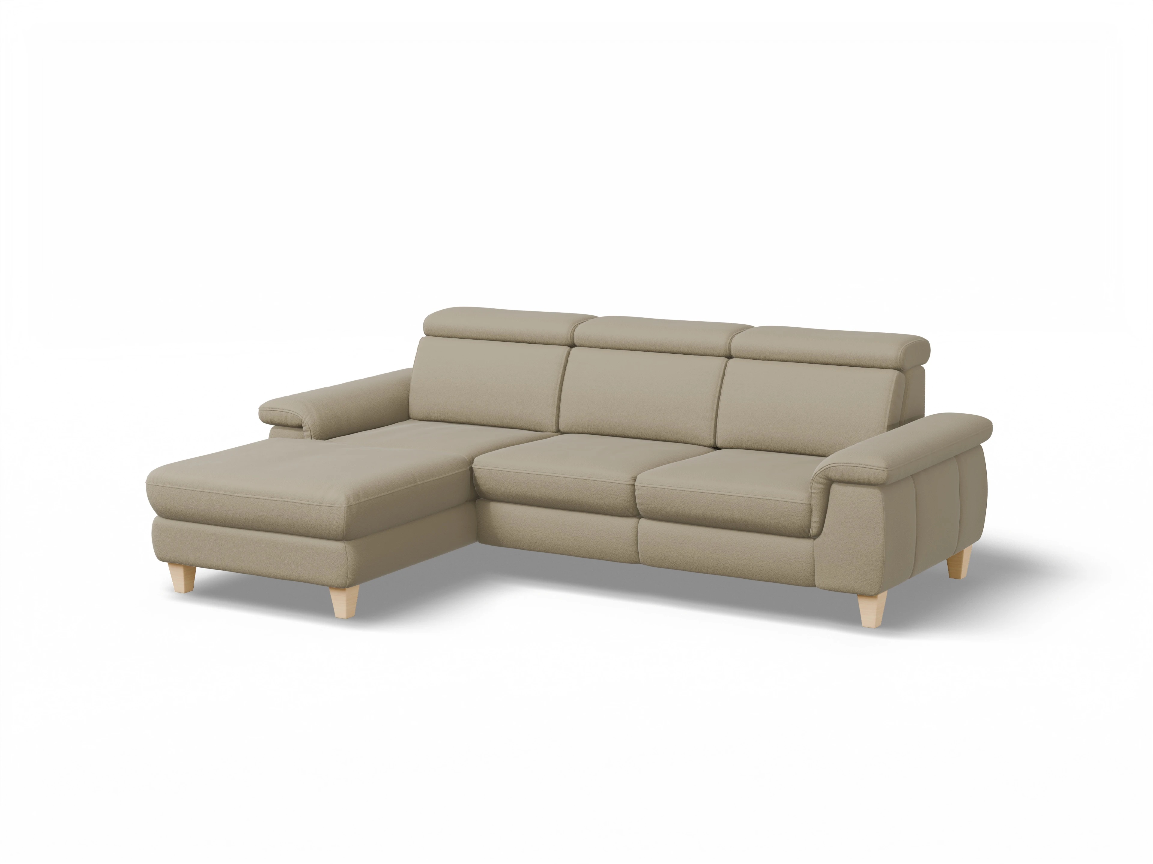 München LO Medium L Ansicht des Produktes München Ecksofa links Abschluss offen in Leder Braun