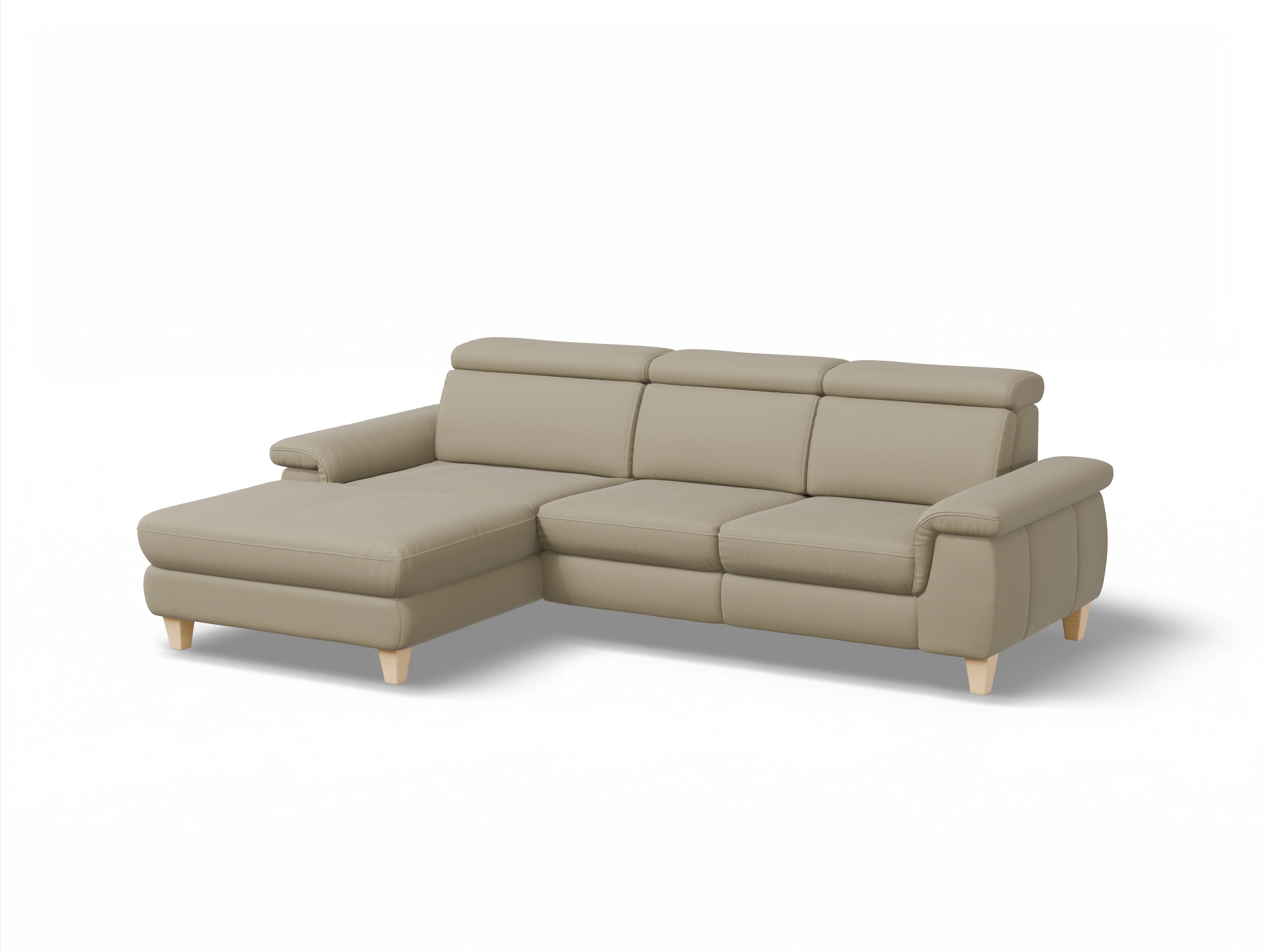 München LOgroß Medium L Ansicht des Produktes München Ecksofa links Abschluss offen in Leder Braun
