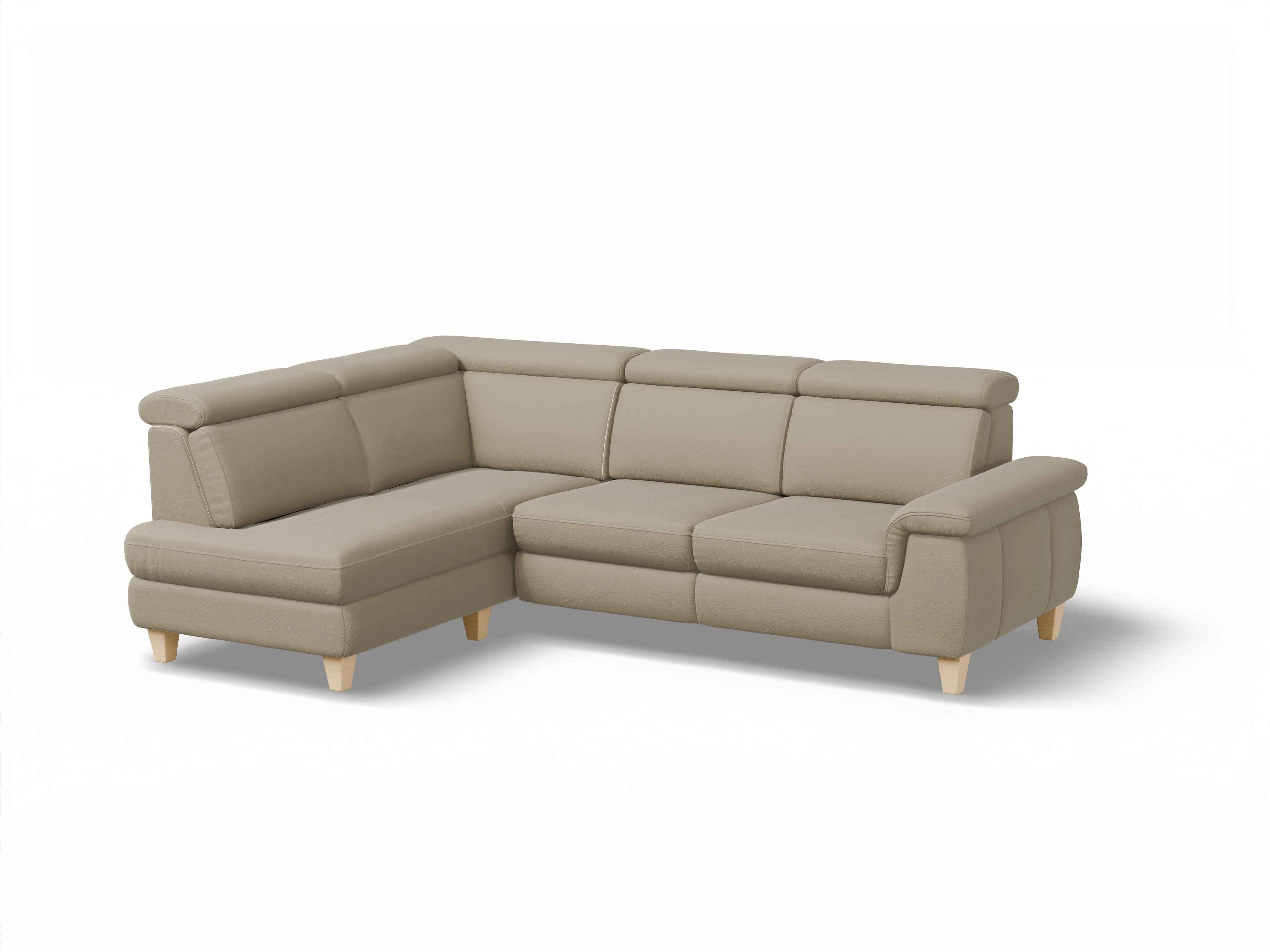 Ansicht des Produktes München Ecksofa links Abschluss offen in Leder Braun