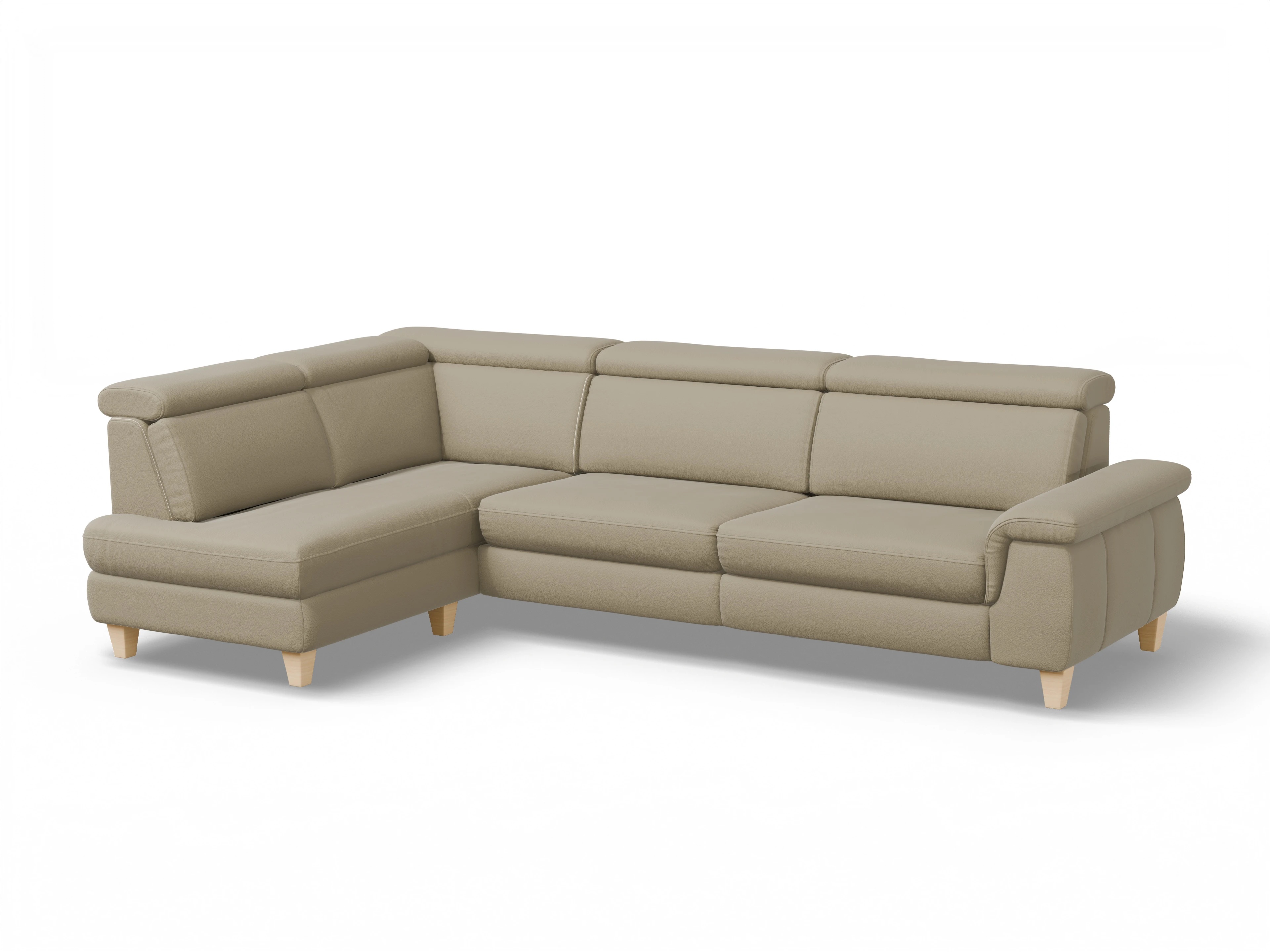 Ansicht des Produktes München Ecksofa links Abschluss offen in Leder Braun