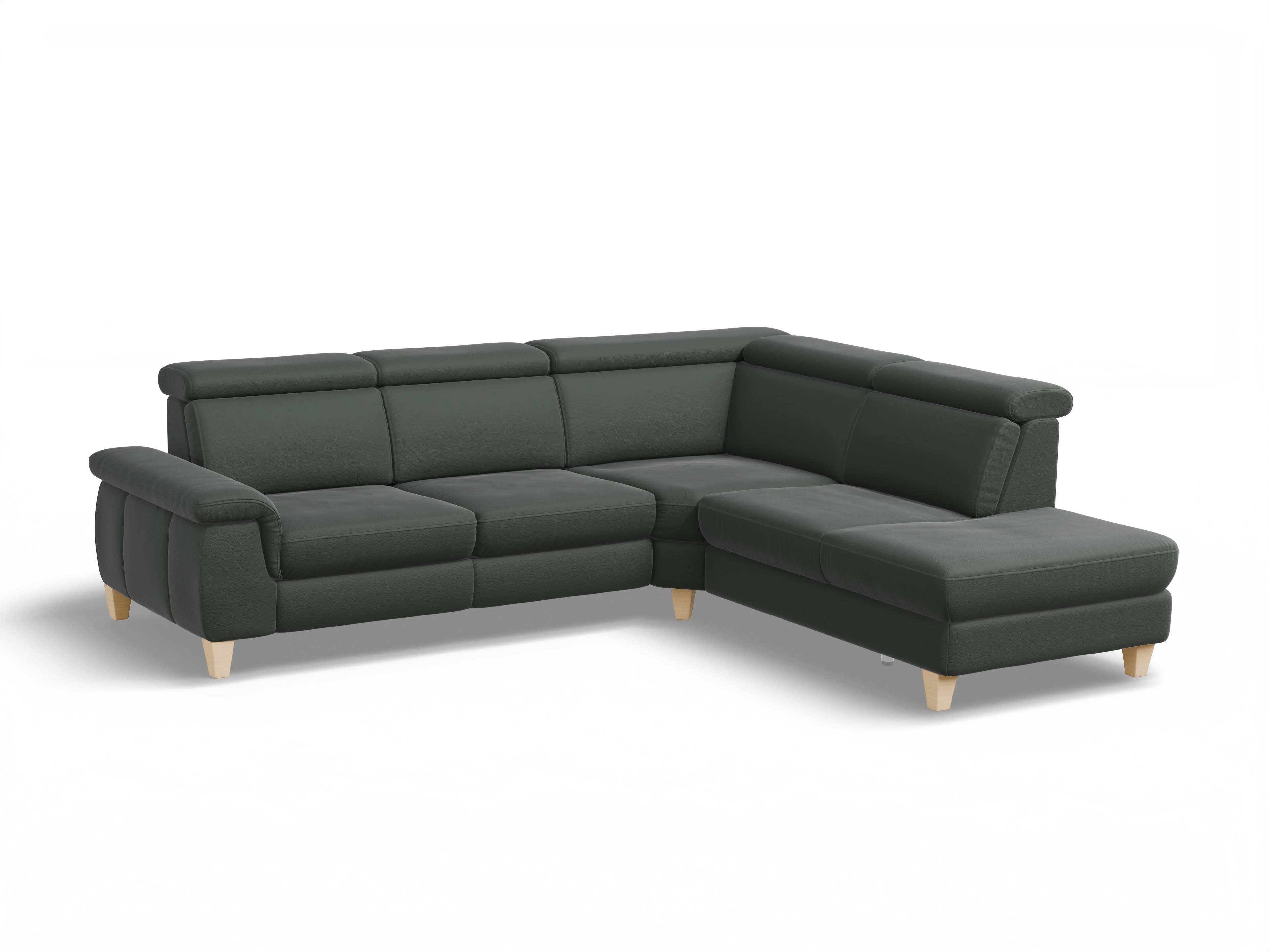 Ansicht des Produktes München Ecksofa rechts Abschluss offen in Leder Grau