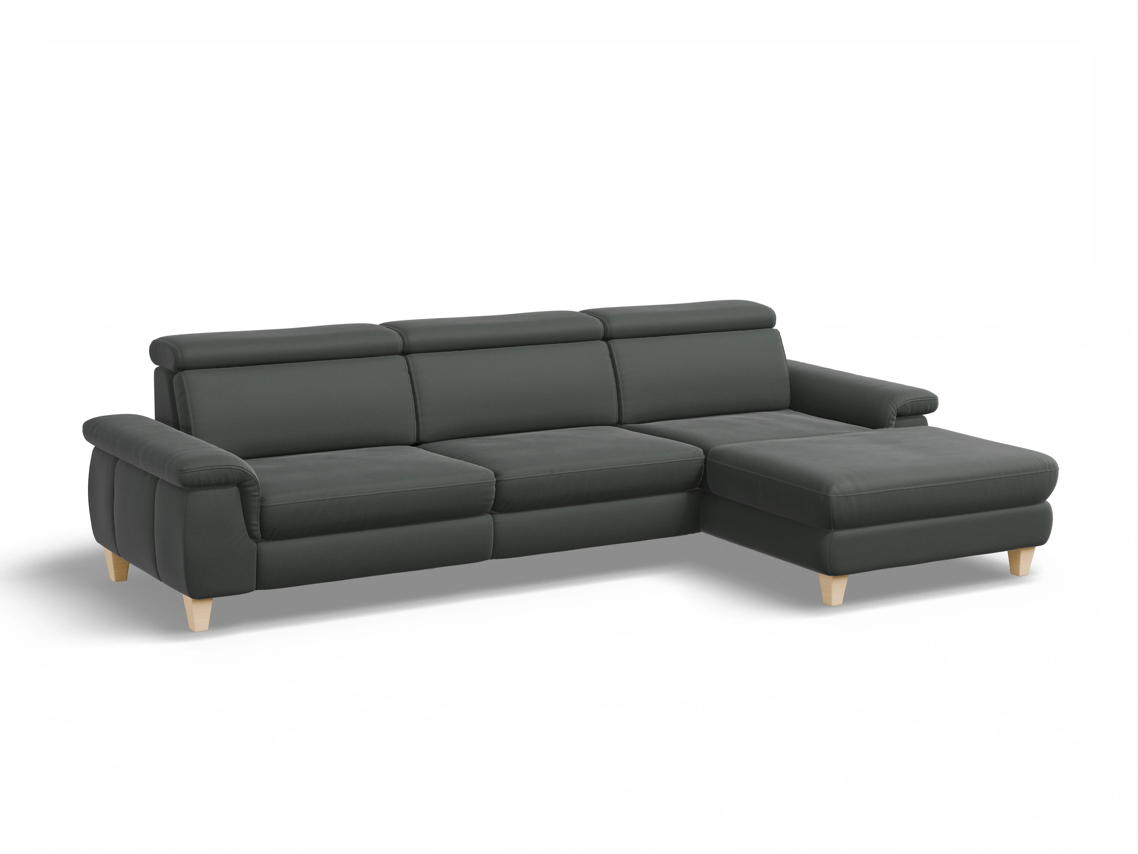 Ansicht des Produktes München Ecksofa rechts Abschluss offen in Leder Grau
