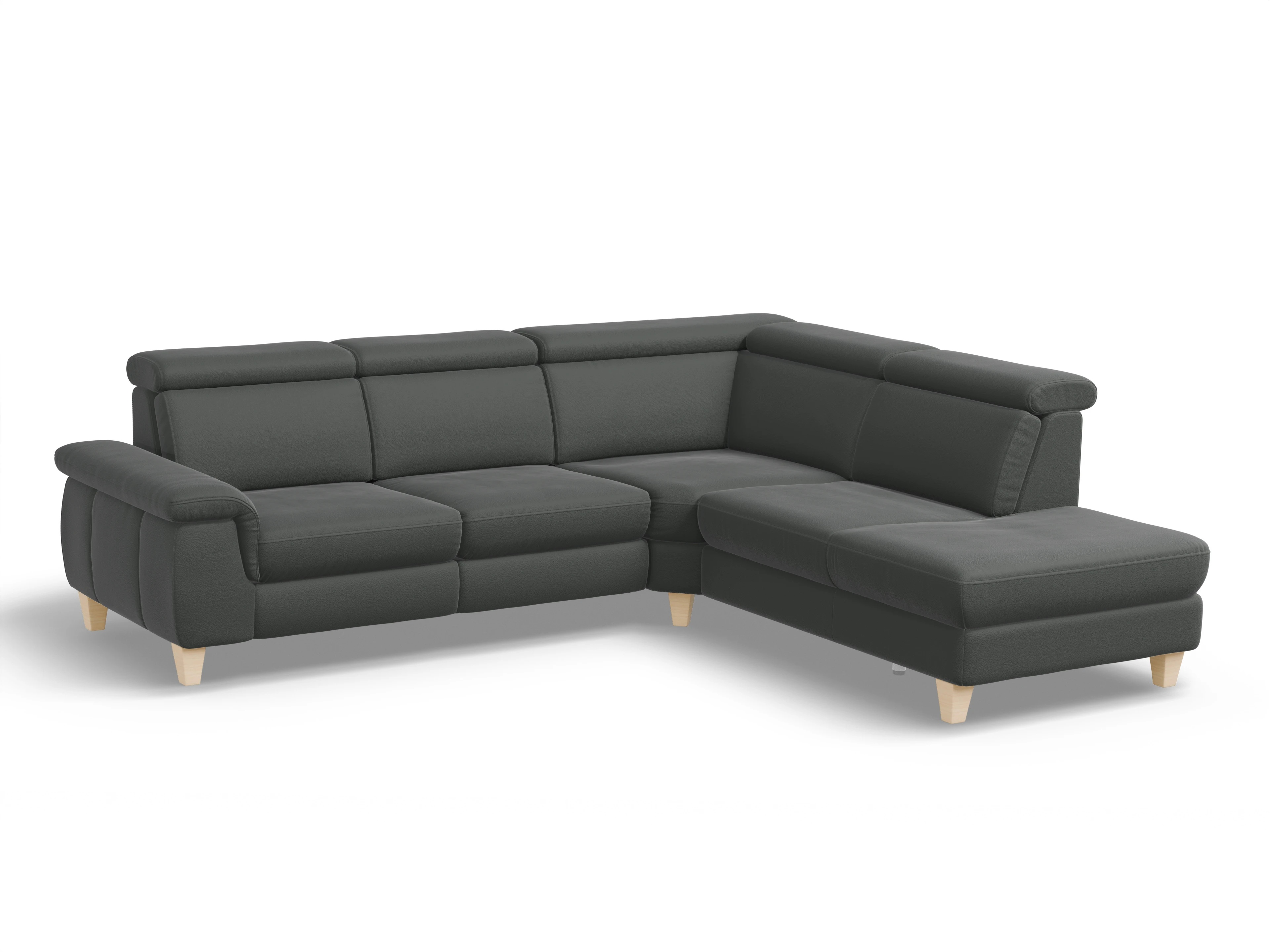 München 1AH WE Medium R Ansicht des Produktes München Ecksofa rechts Abschluss offen in Leder Grau